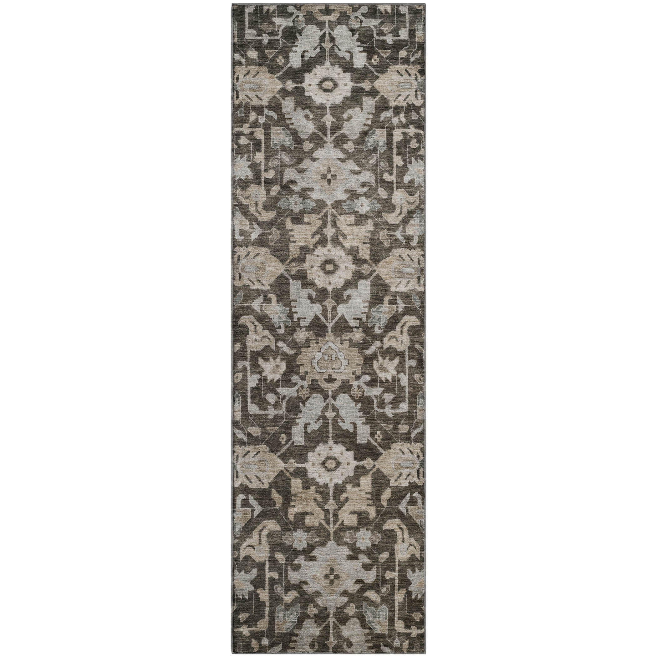 Sarajevo Machine Washable Traditional Chocolate Brown Rug 2'3" x 7'6" #shape_Runner