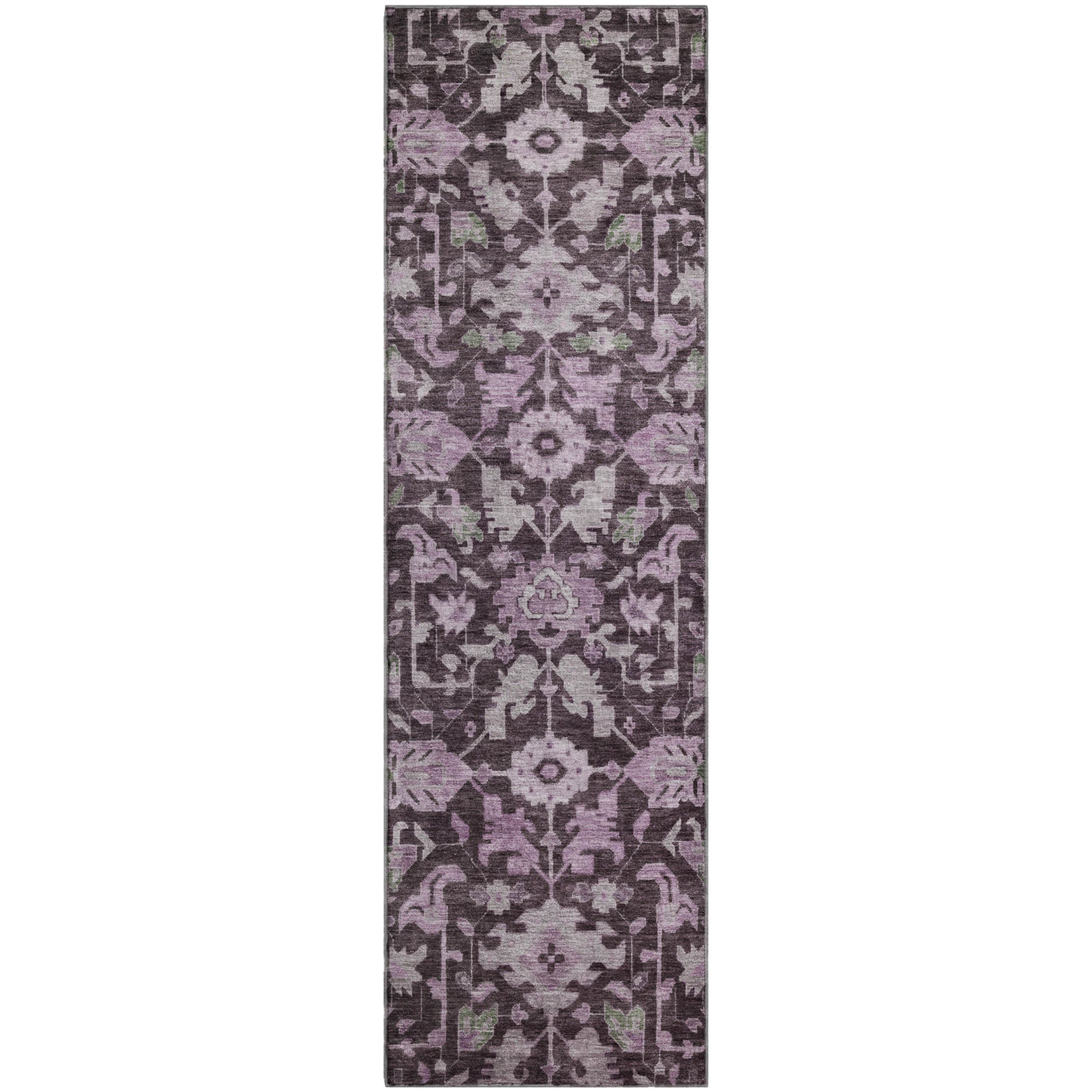 Sarajevo Machine Washable Traditional Eggplant Purple Rug 2'3" x 7'6" #shape_Runner