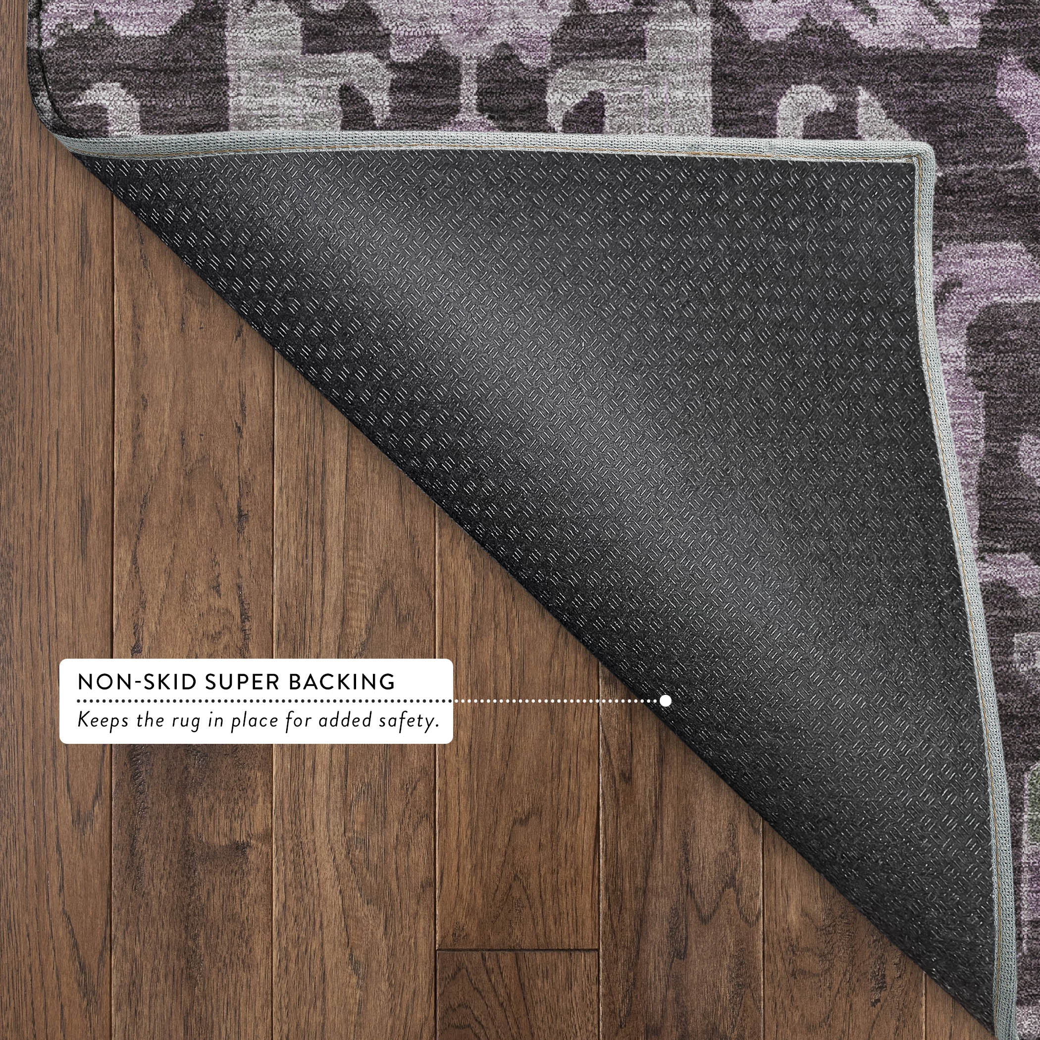 Sarajevo Machine Washable Traditional Eggplant Purple Rug 1'8" x 2'6" #shape_Rectangle