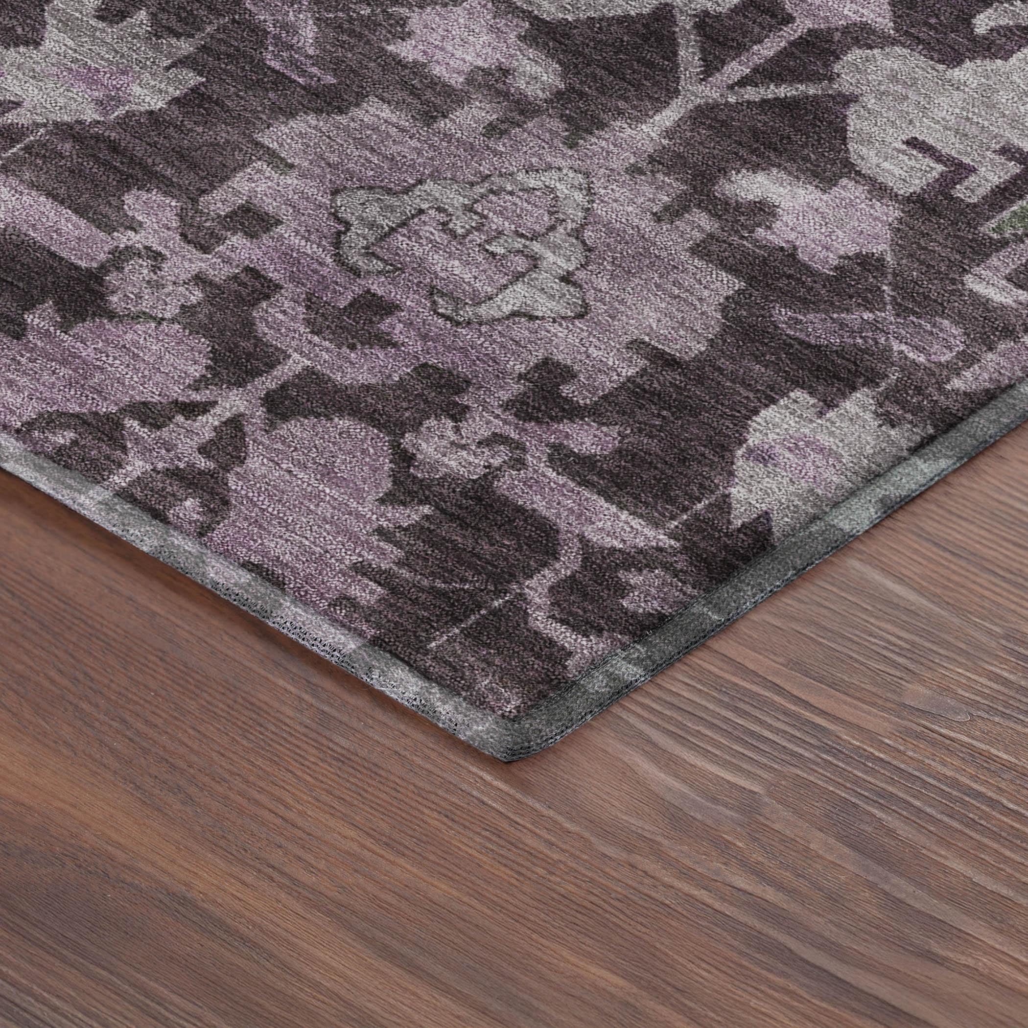 Sarajevo Machine Washable Traditional Eggplant Purple Rug 1'8" x 2'6" #shape_Rectangle