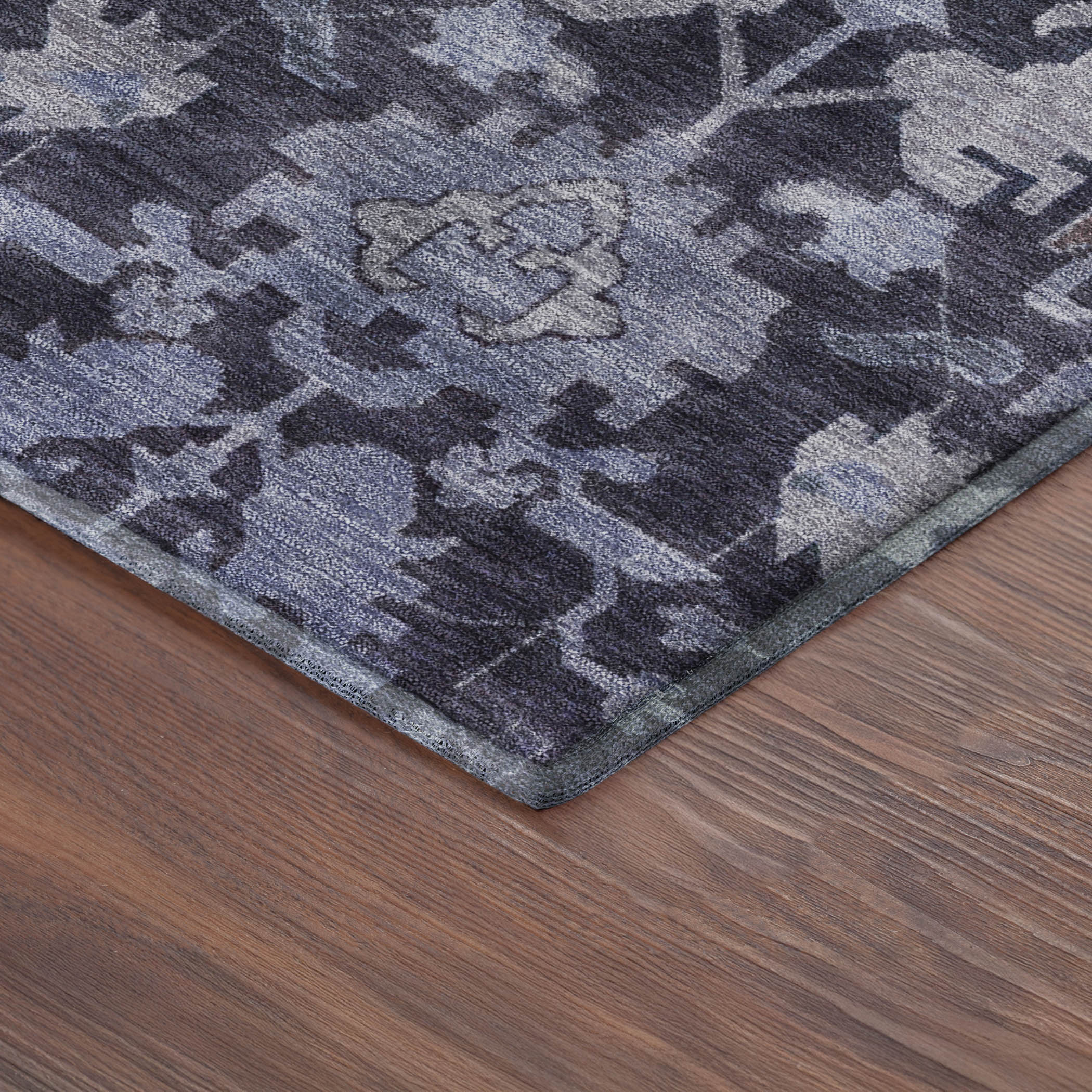 Sarajevo Machine Washable Traditional Navy Blue Rug 1'8" x 2'6" #shape_Rectangle