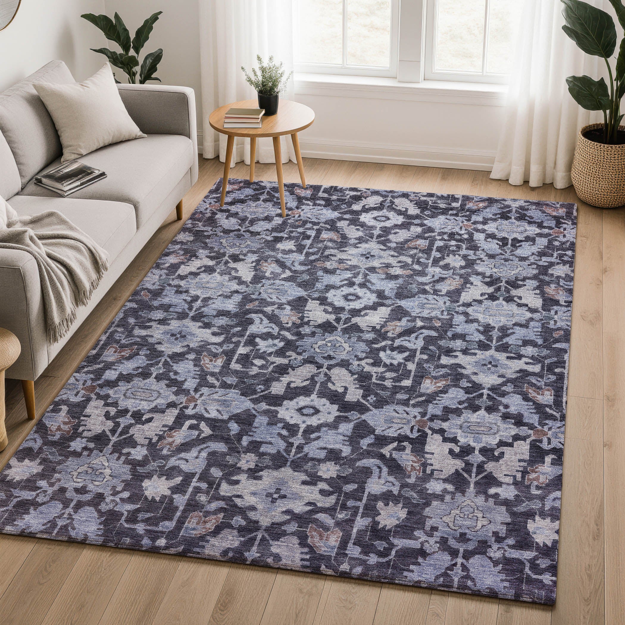Sarajevo Machine Washable Traditional Navy Blue Rug 3' x 5' #shape_Rectangle