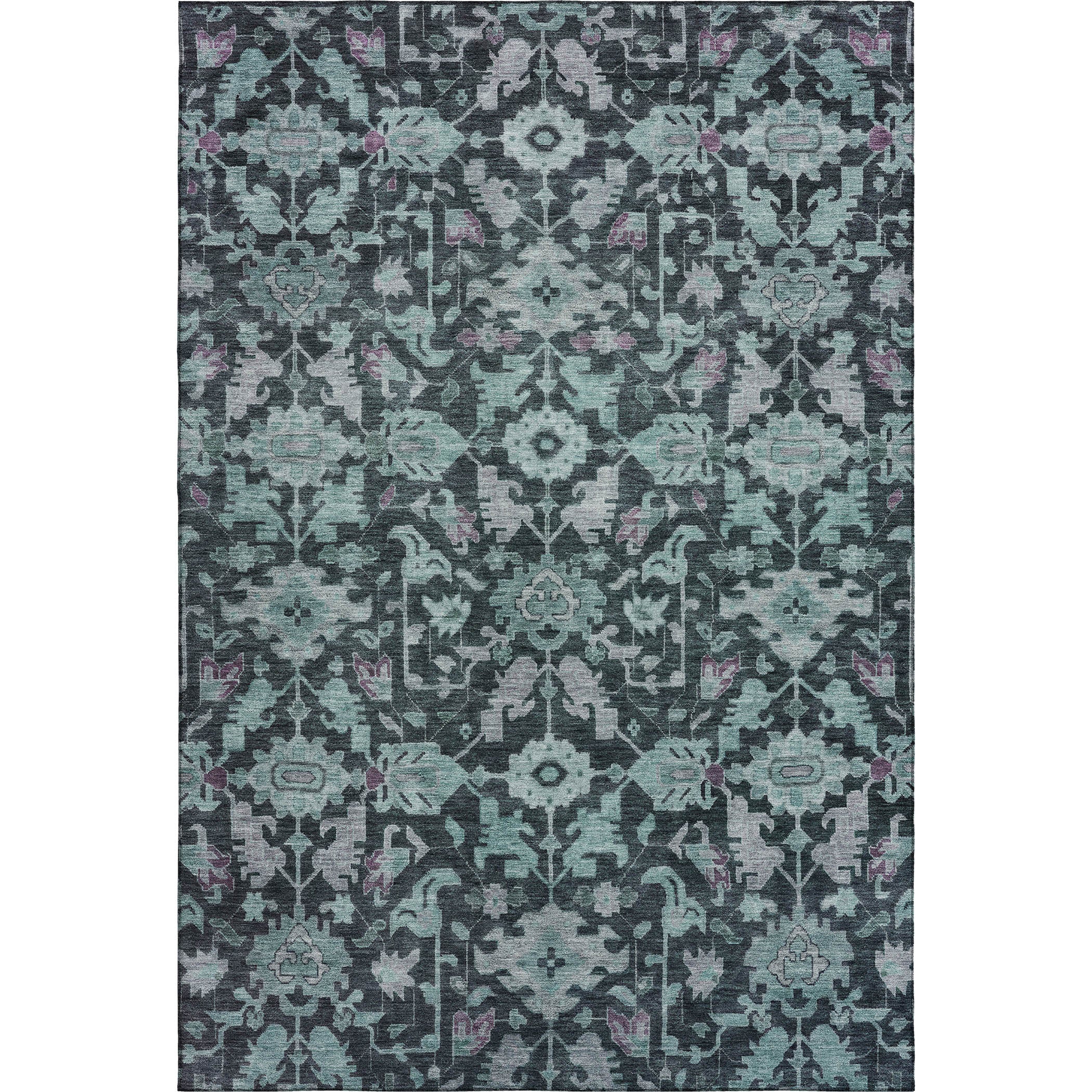Sarajevo Machine Washable Traditional Teal Rug 3' x 5' #shape_Rectangle