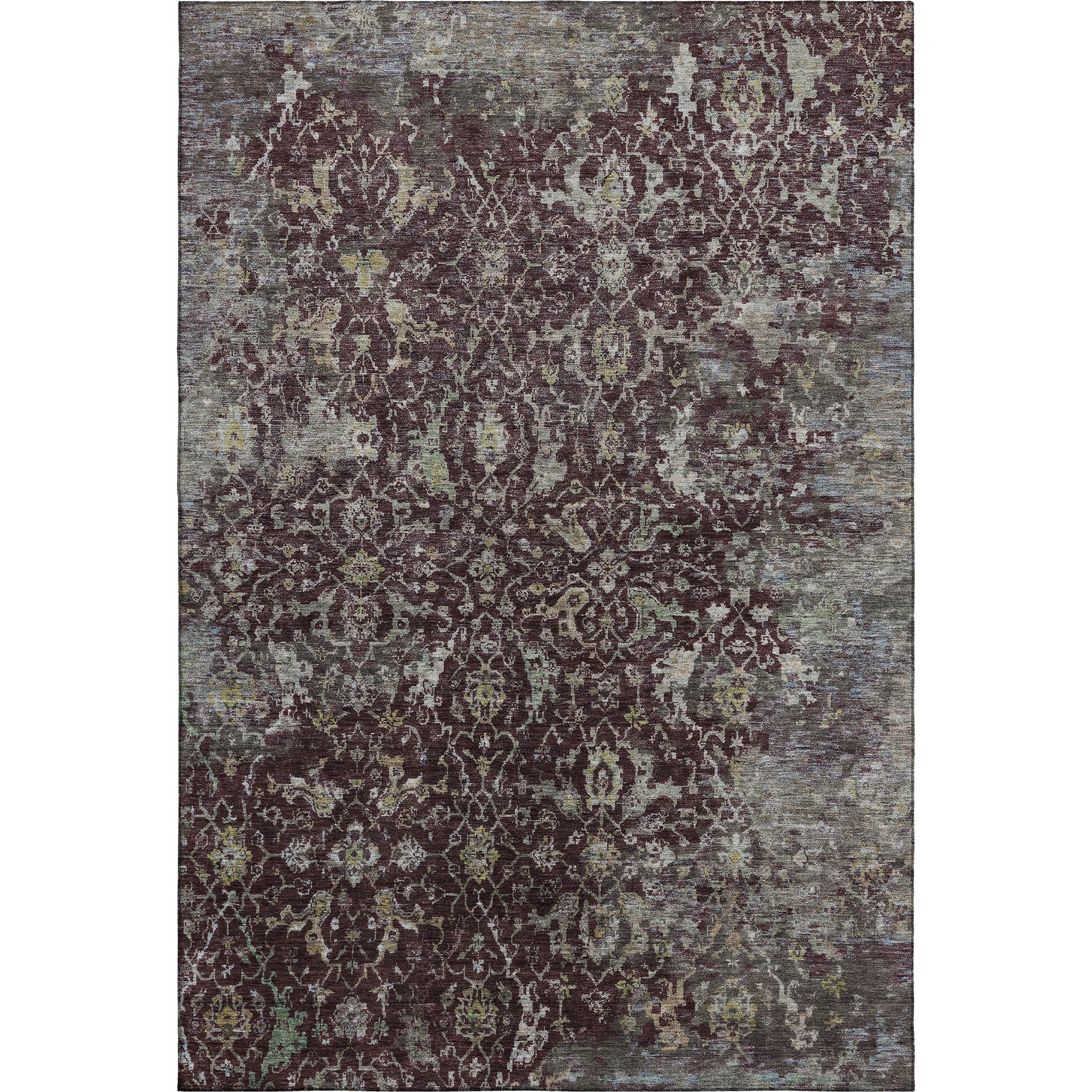 Mdina Machine Washable Transitional Burgundy Red Rug 3' x 5' #shape_Rectangle