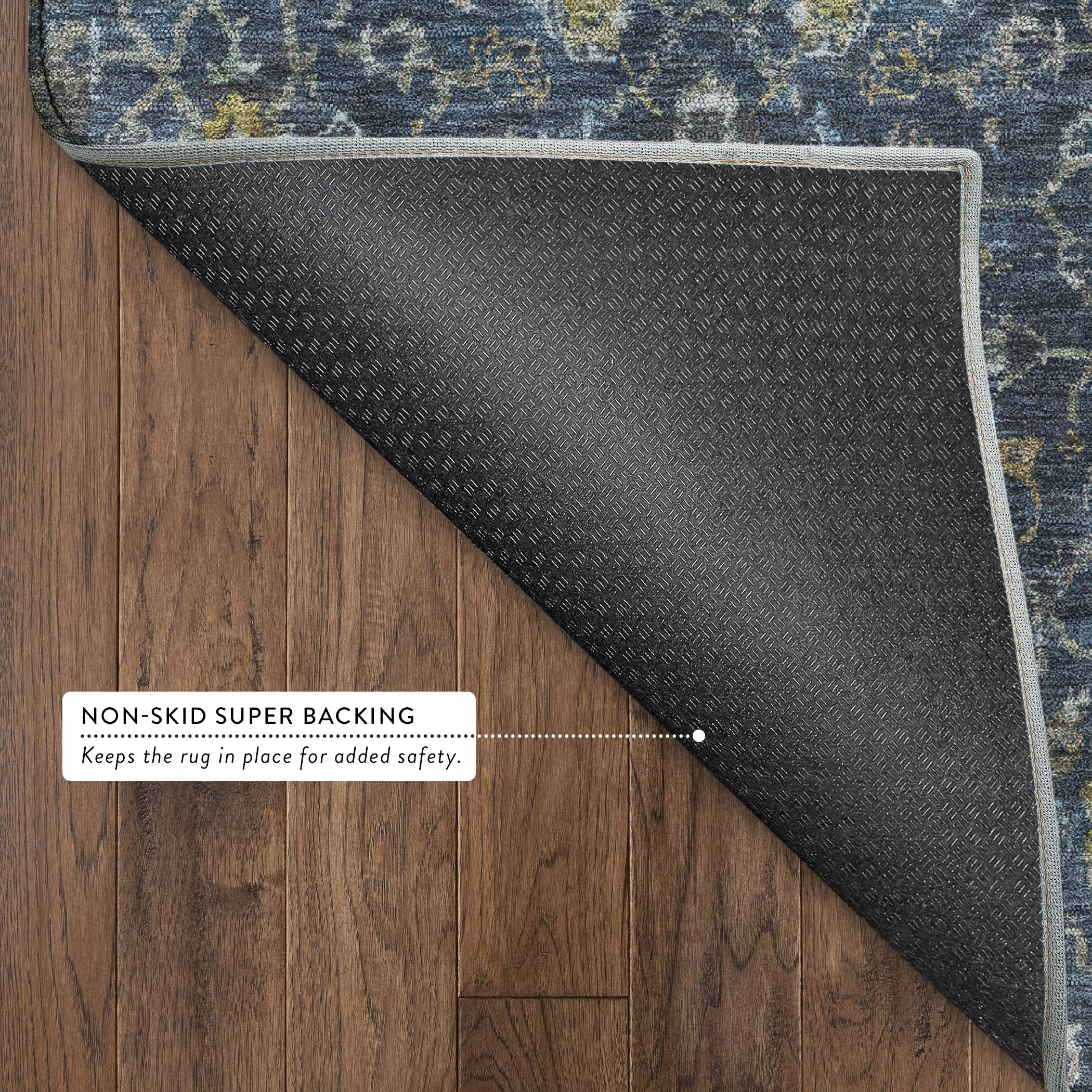 Mdina Machine Washable Transitional Navy Blue Rug 1'8" x 2'6" #shape_Rectangle
