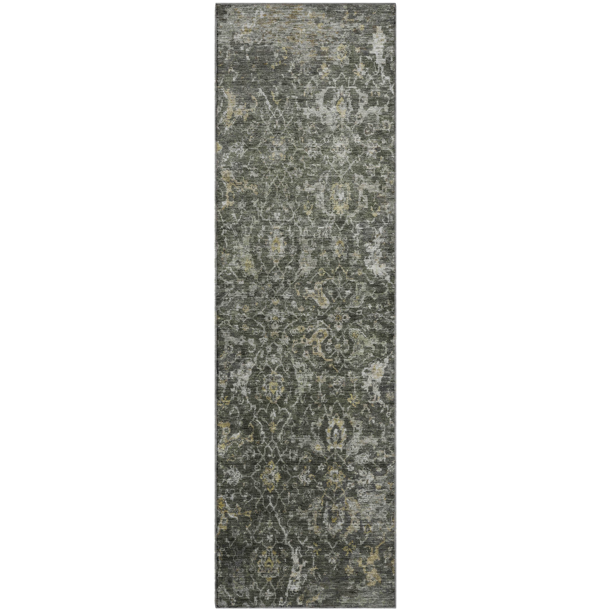 Mdina Machine Washable Transitional Pewter Gray Rug 2'3" x 7'6" #shape_Runner