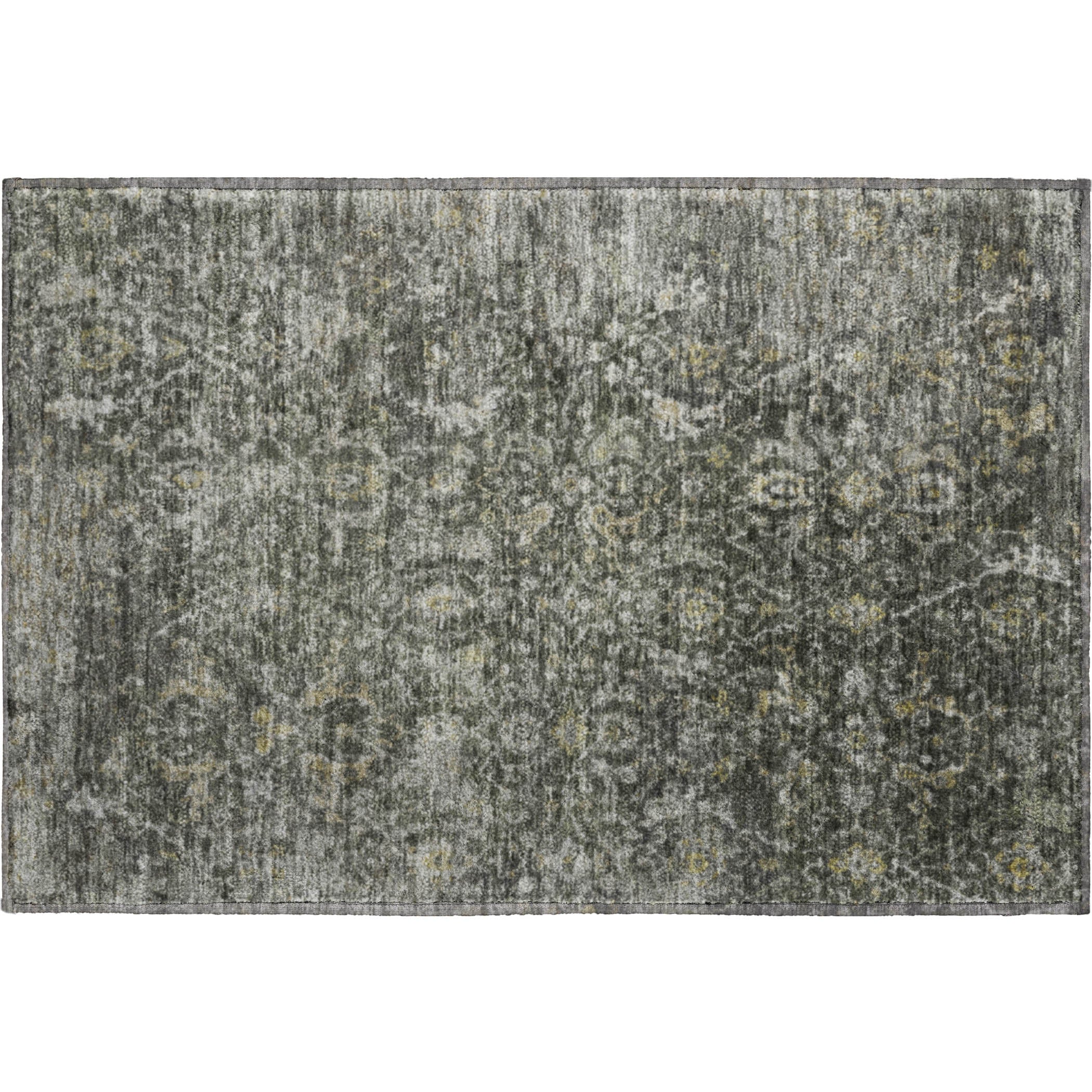 Mdina Machine Washable Transitional Pewter Gray Rug 1'8" x 2'6" #shape_Rectangle