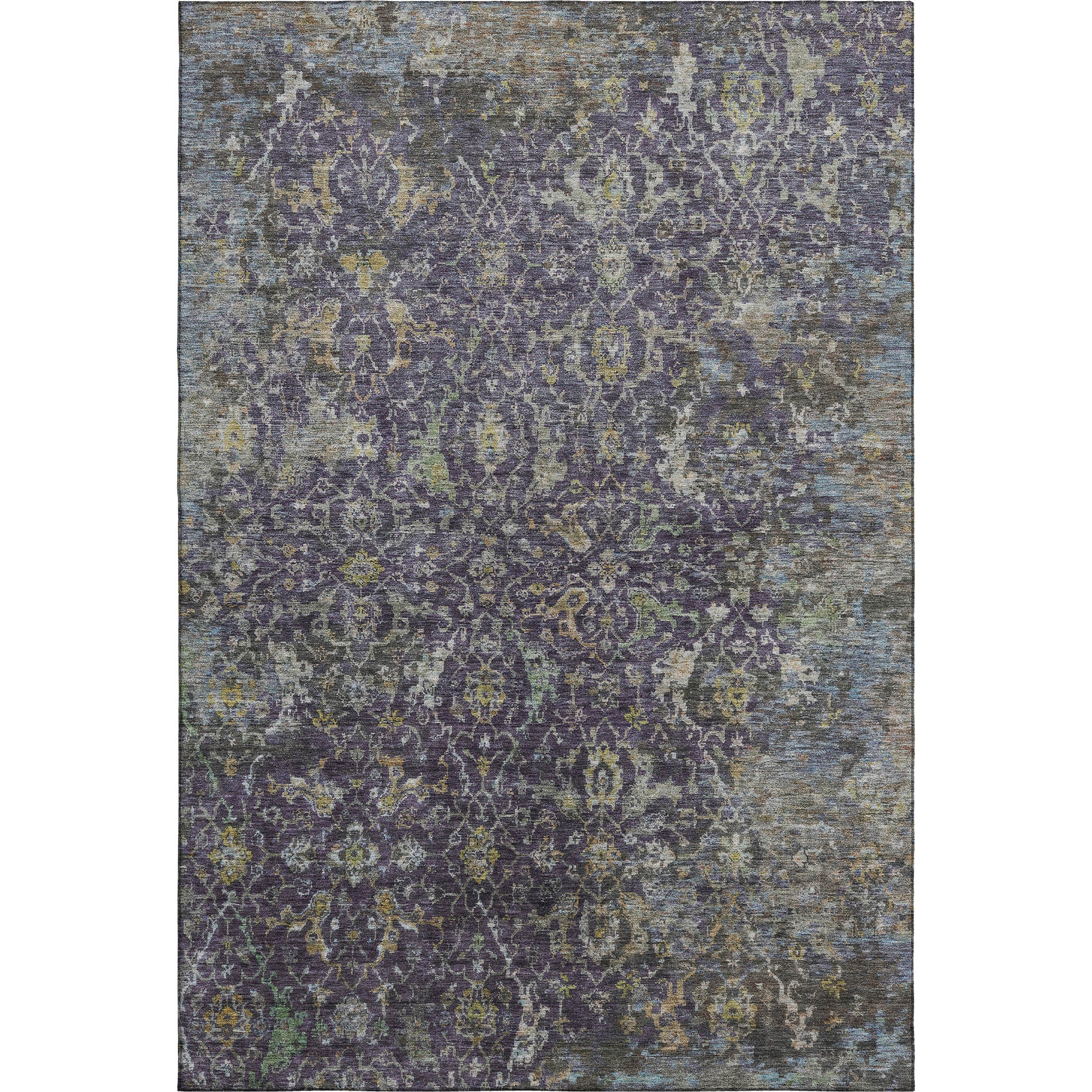 Mdina Machine Washable Transitional Plum Purple Rug 3' x 5' #shape_Rectangle