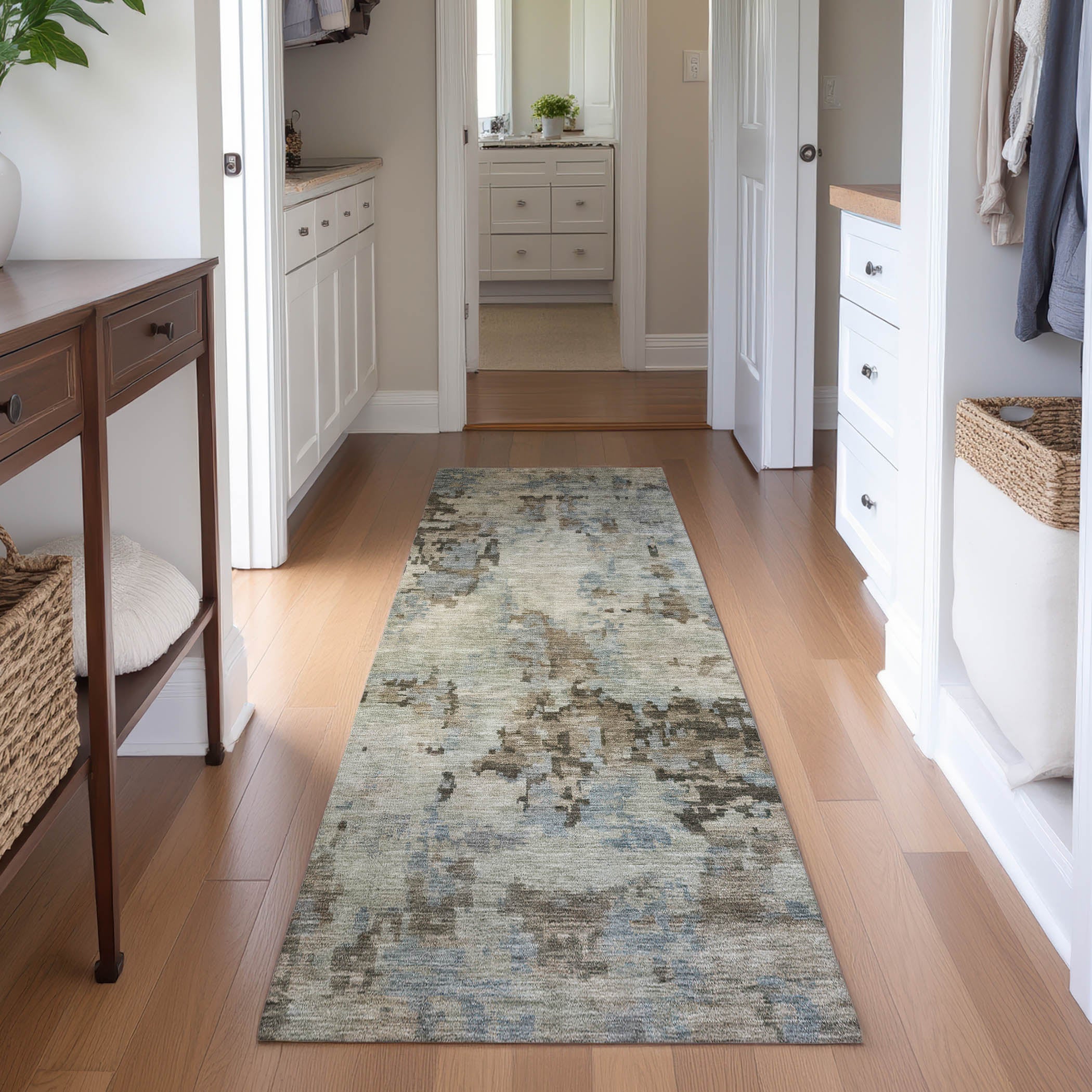 Cairo Machine Washable Transitional Beige Brown Rug 2'3" x 7'6" #shape_Runner