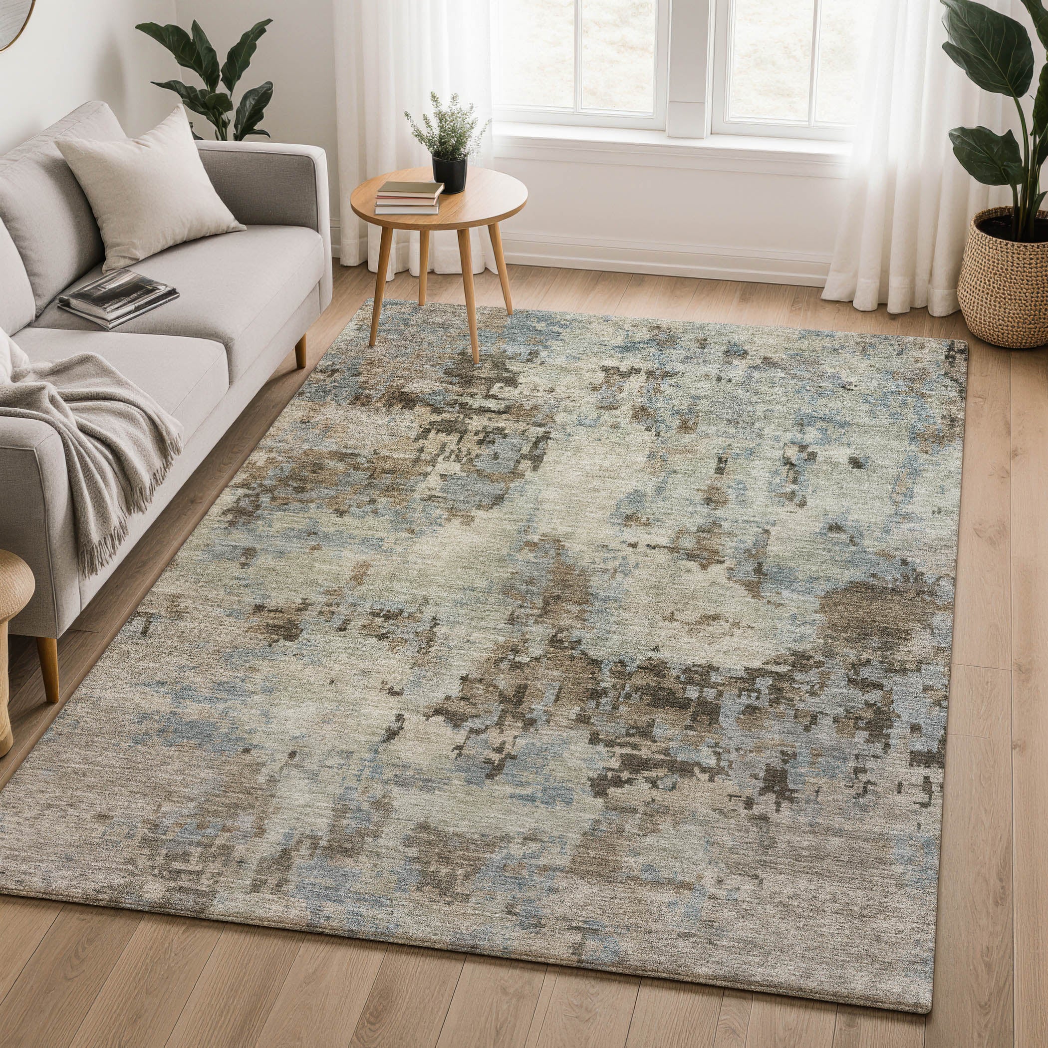 Cairo Machine Washable Transitional Beige Brown Rug 3' x 5' #shape_Rectangle