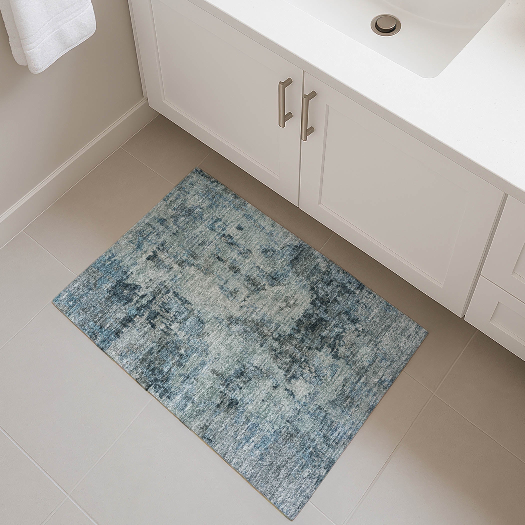 Cairo Machine Washable Transitional Blue Rug 1'8" x 2'6" #shape_Rectangle