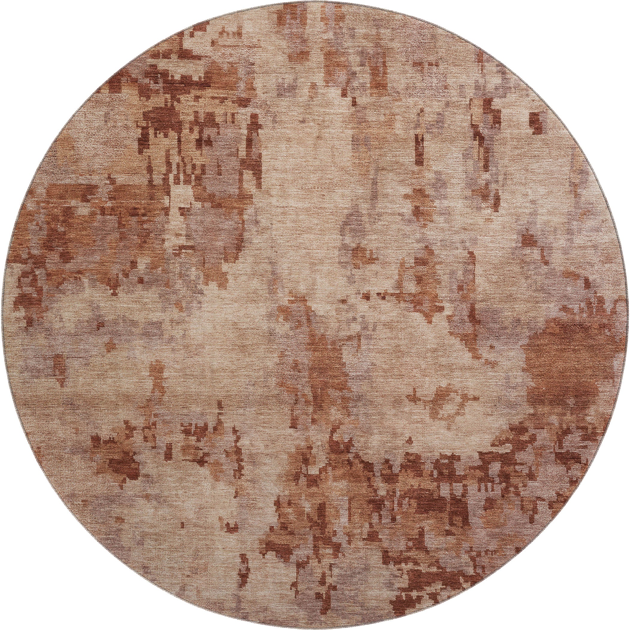 Cairo Machine Washable Transitional Copper Orange Rug 8' x 8' #shape_Round