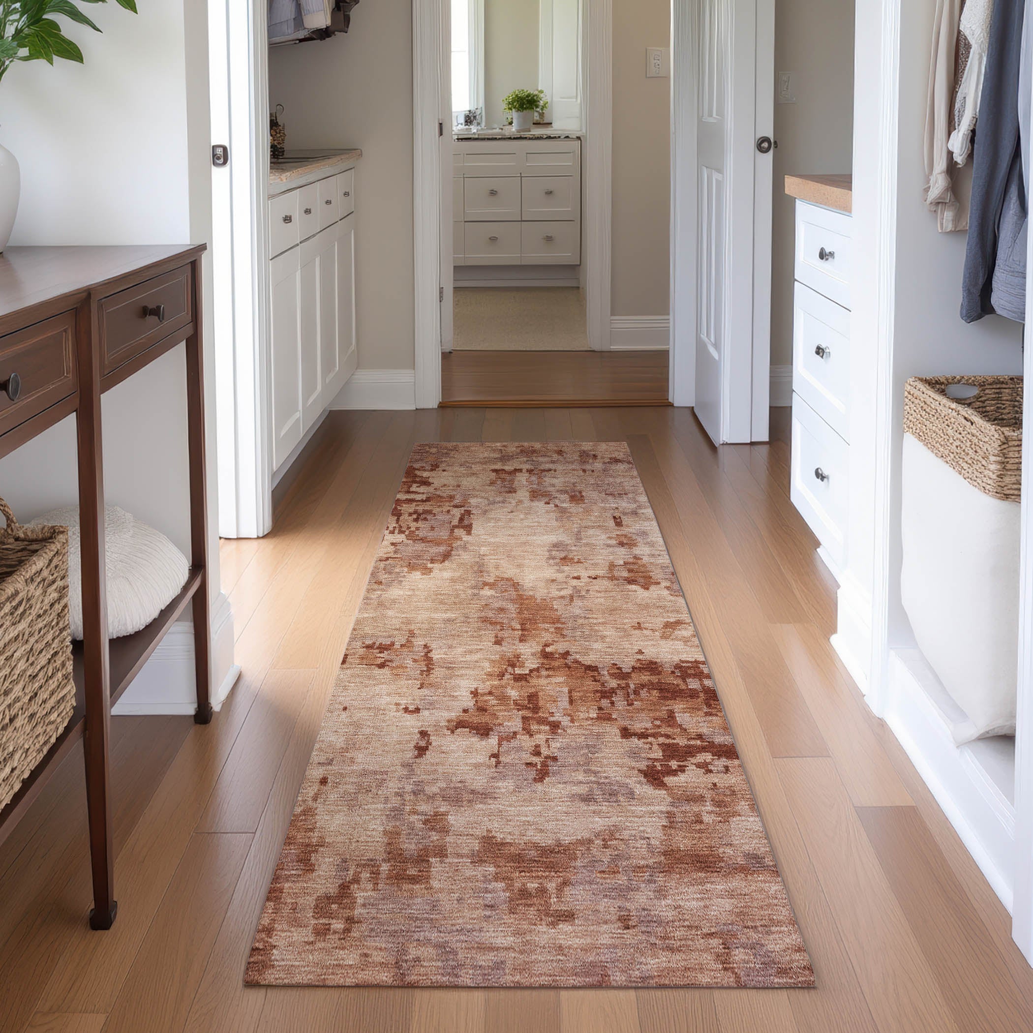 Cairo Machine Washable Transitional Copper Orange Rug 2'3" x 7'6" #shape_Runner