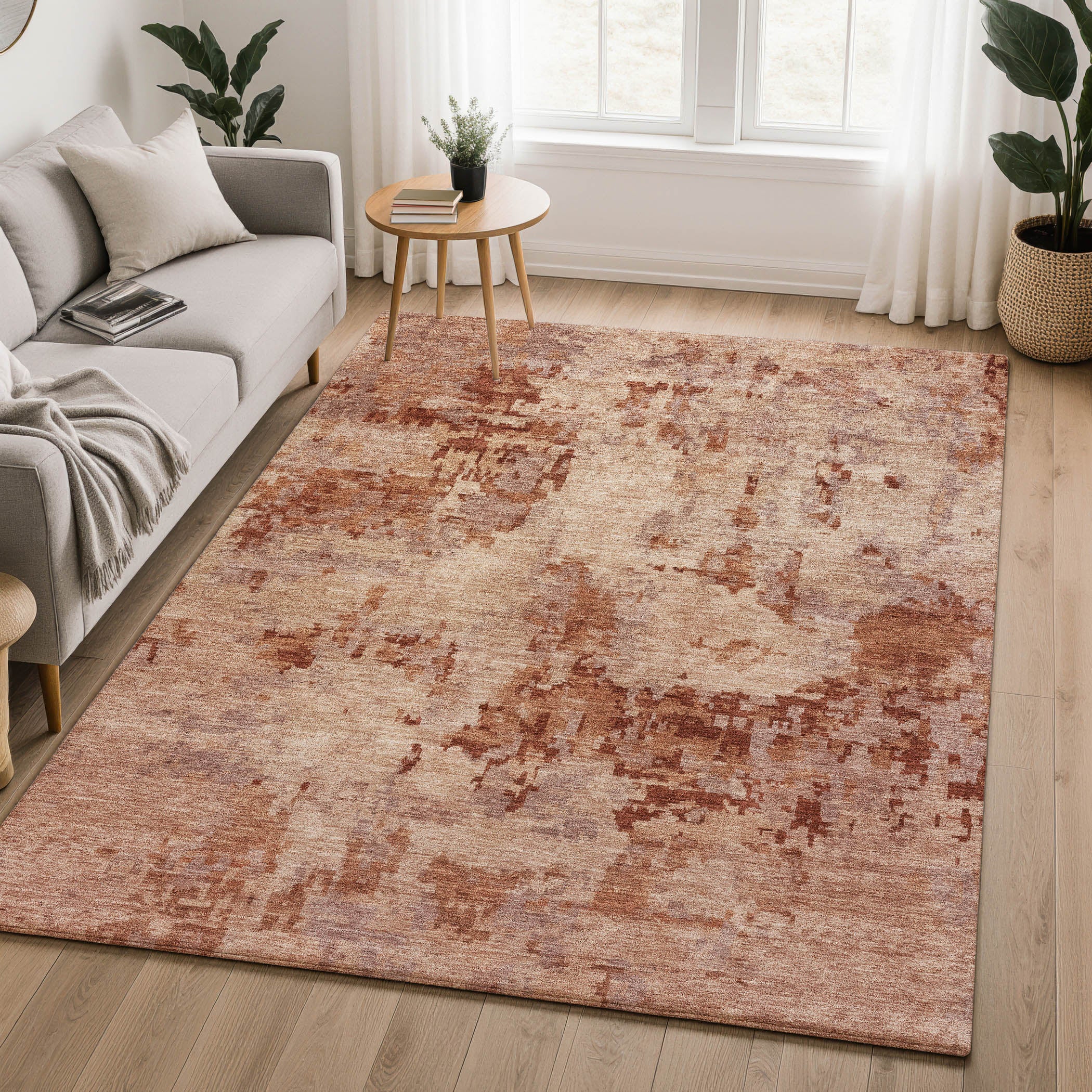 Cairo Machine Washable Transitional Copper Orange Rug 3' x 5' #shape_Rectangle