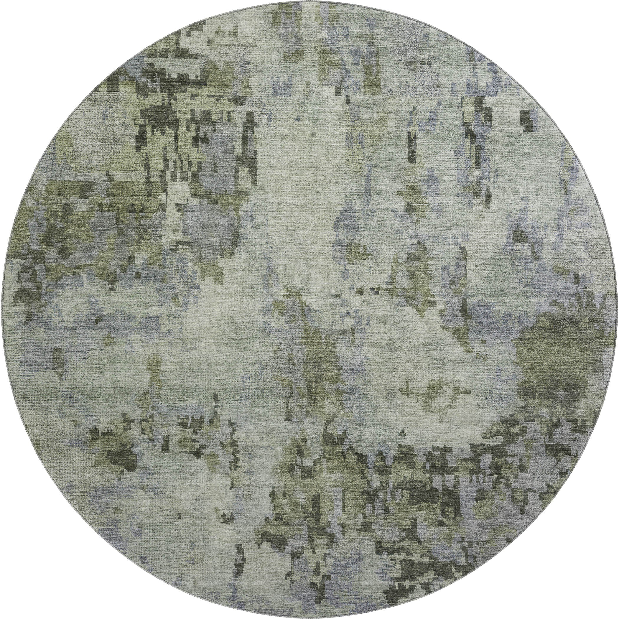 Cairo Machine Washable Transitional Green Rug 8' x 8' #shape_Round