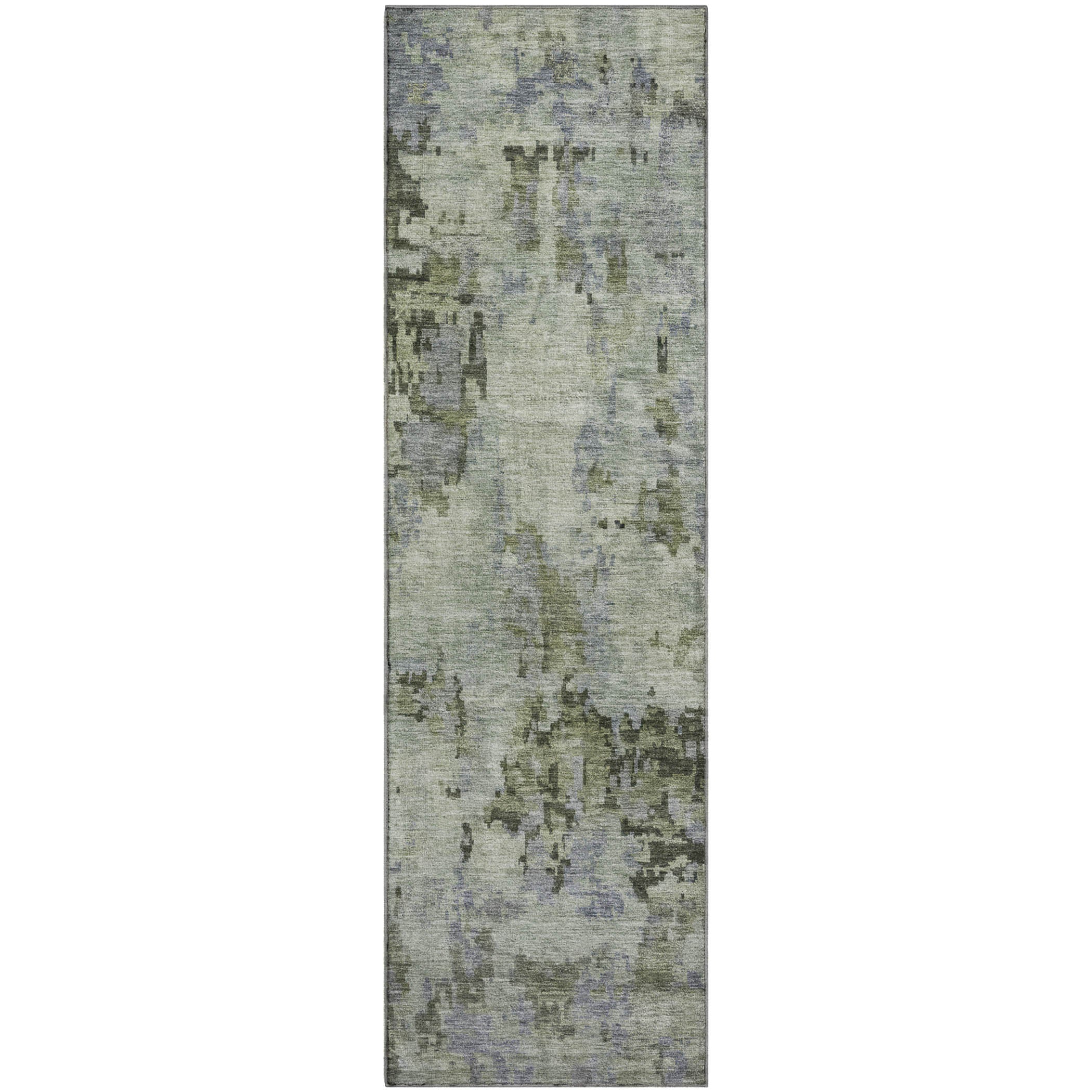 Cairo Machine Washable Transitional Green Rug 2'3" x 7'6" #shape_Runner