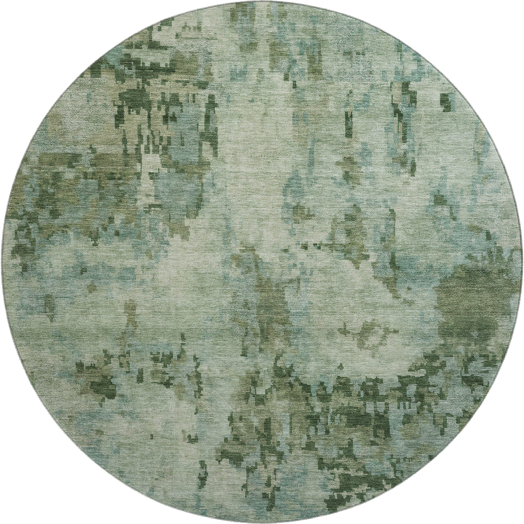 Cairo Machine Washable Transitional Sage Green Rug 8' x 8' #shape_Round