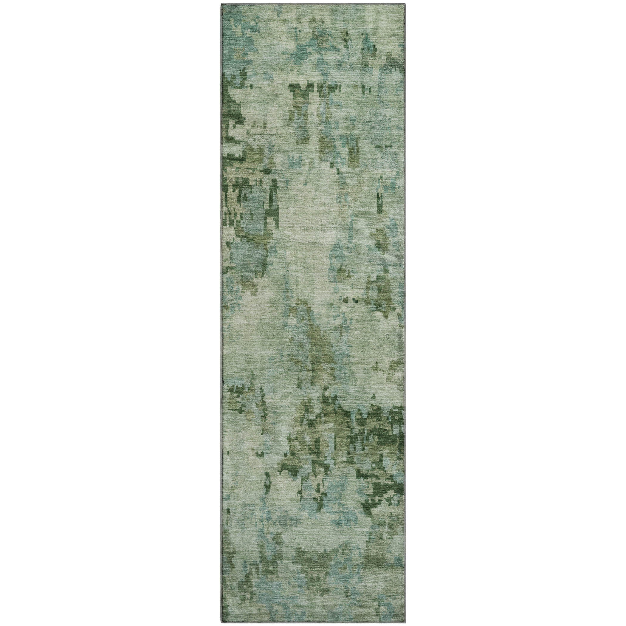 Cairo Machine Washable Transitional Sage Green Rug 2'3" x 7'6" #shape_Runner