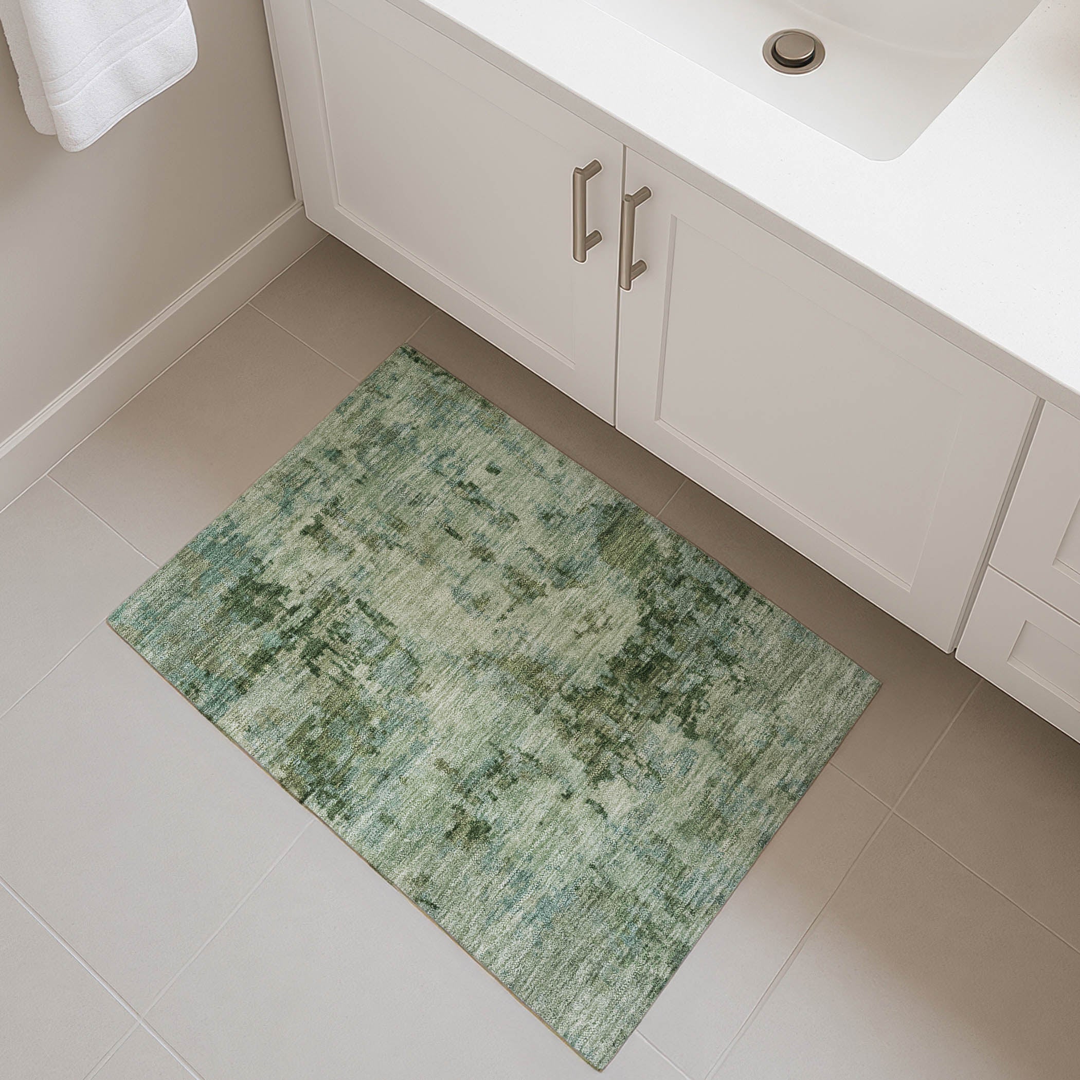 Cairo Machine Washable Transitional Sage Green Rug 1'8" x 2'6" #shape_Rectangle