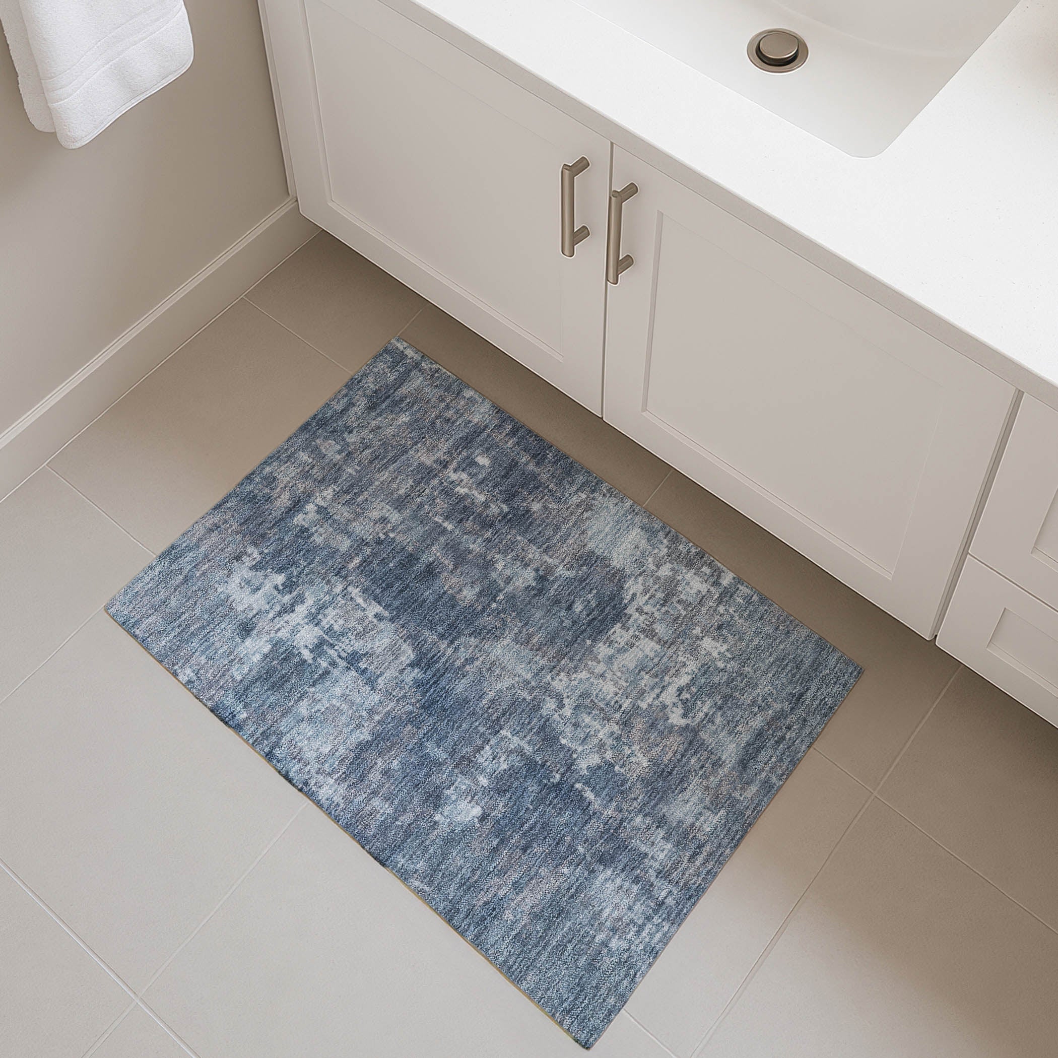 Kotor Machine Washable Transitional Blue Rug 1'8" x 2'6" #shape_Rectangle