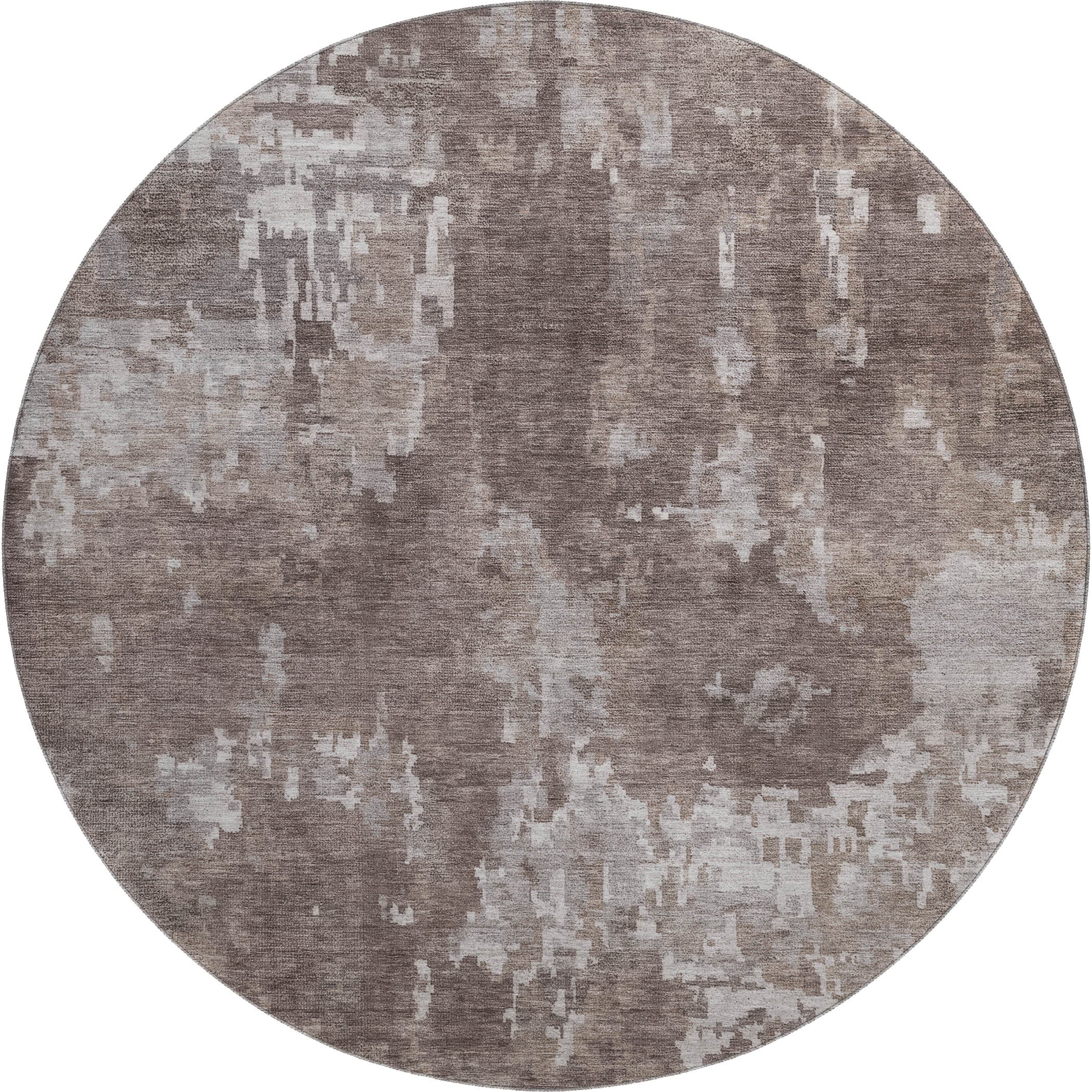 Kotor Machine Washable Transitional Brown Rug 8' x 8' #shape_Round