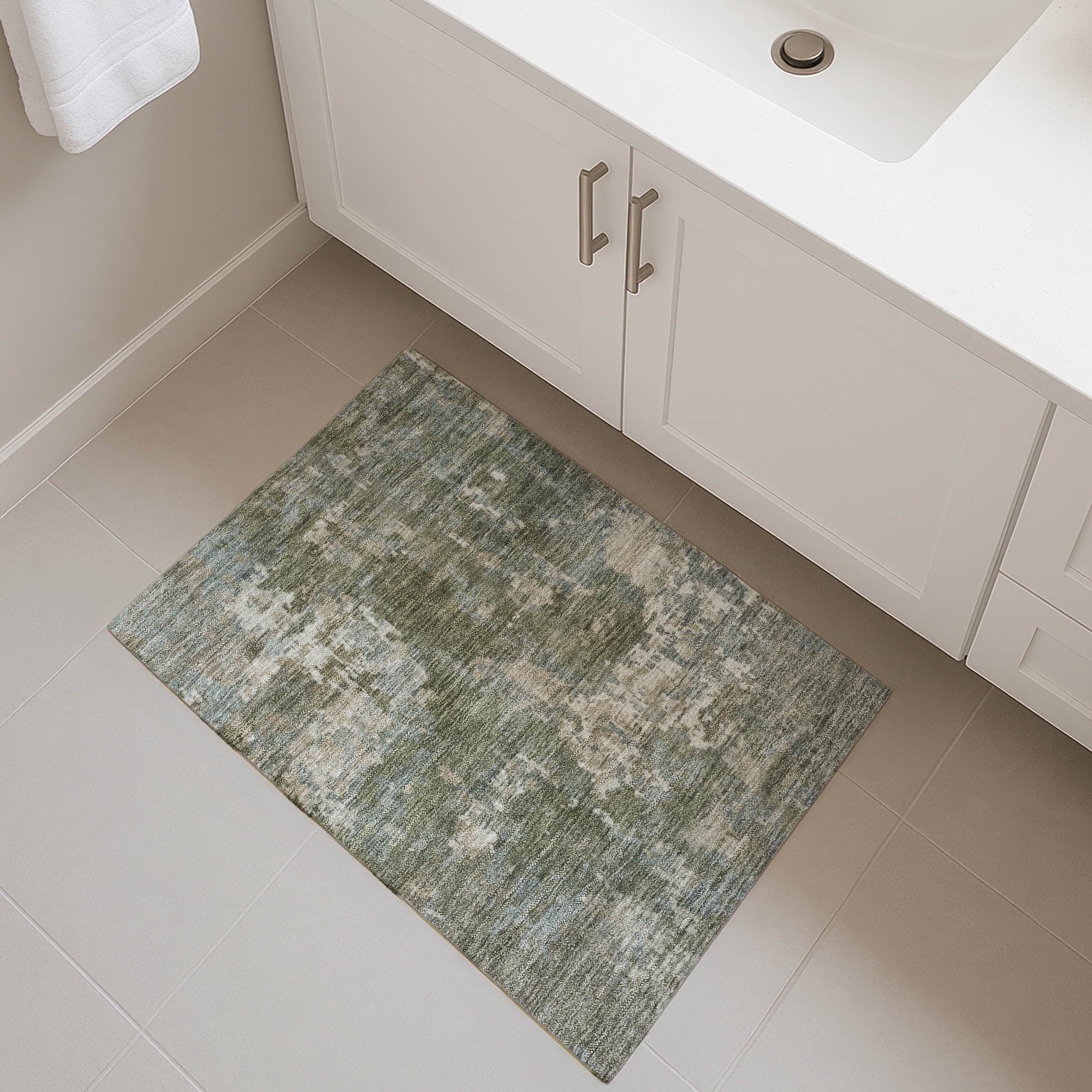 Kotor Machine Washable Transitional Fern Green Rug 1'8" x 2'6" #shape_Rectangle
