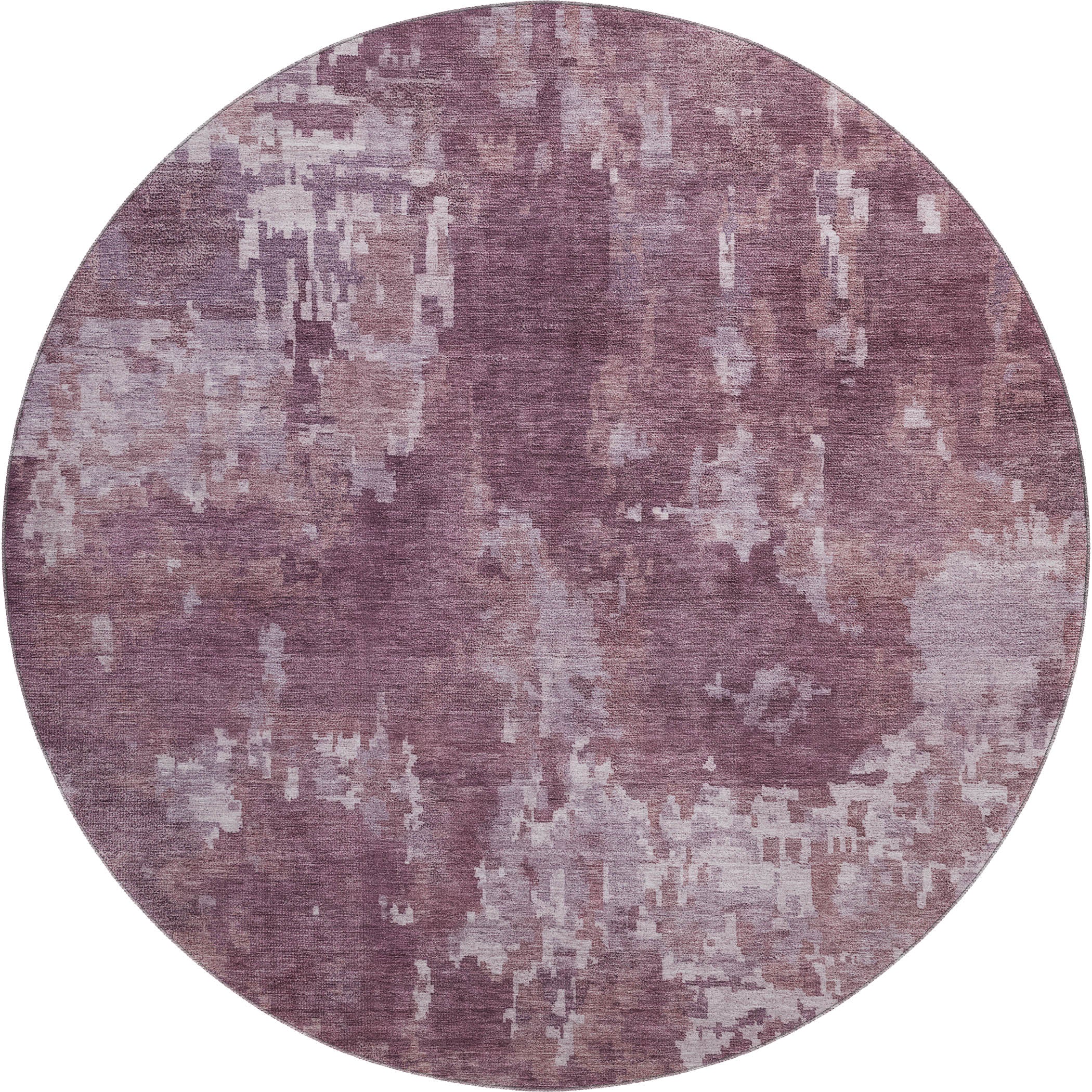 Kotor Machine Washable Transitional Merlot Red Rug 8' x 8' #shape_Round