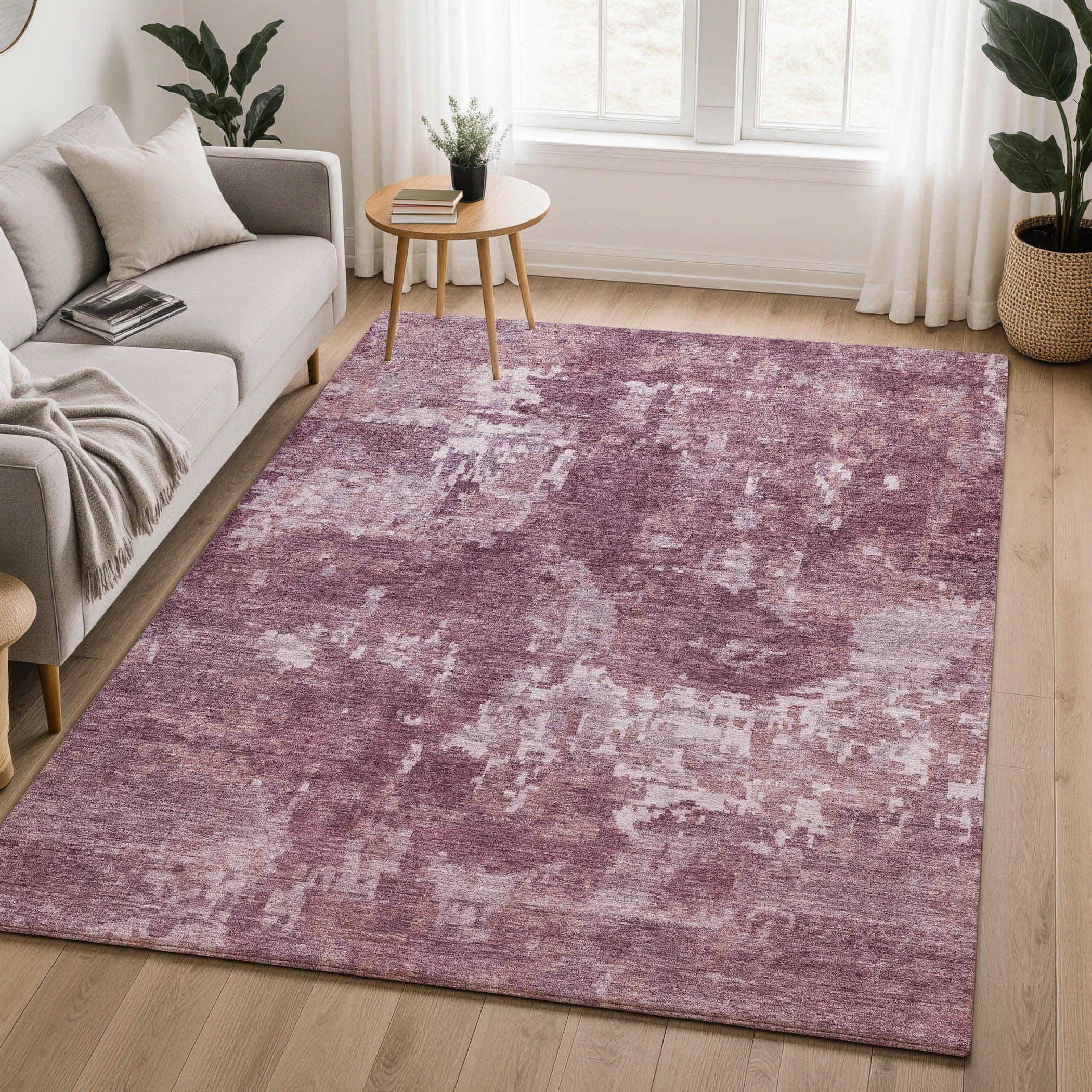 Kotor Machine Washable Transitional Merlot Red Rug 3' x 5' #shape_Rectangle