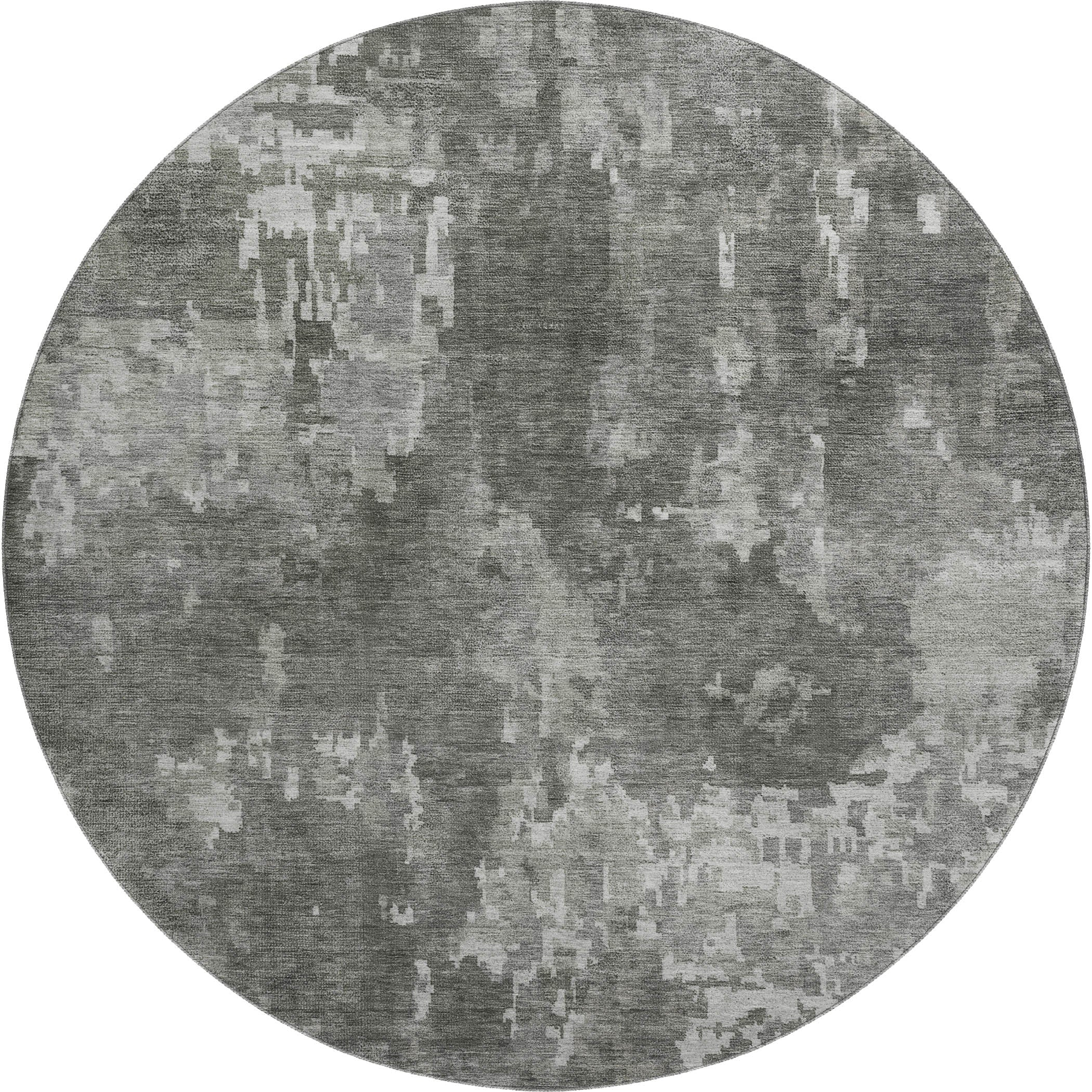 Kotor Machine Washable Transitional Pewter Gray Rug 8' x 8' #shape_Round