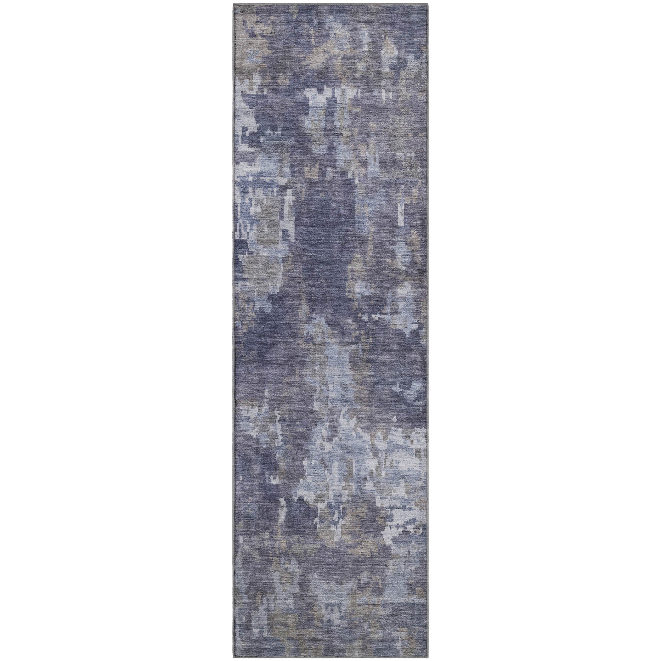 Kotor Machine Washable Transitional Plum Purple Rug 2'3" x 7'6" #shape_Runner