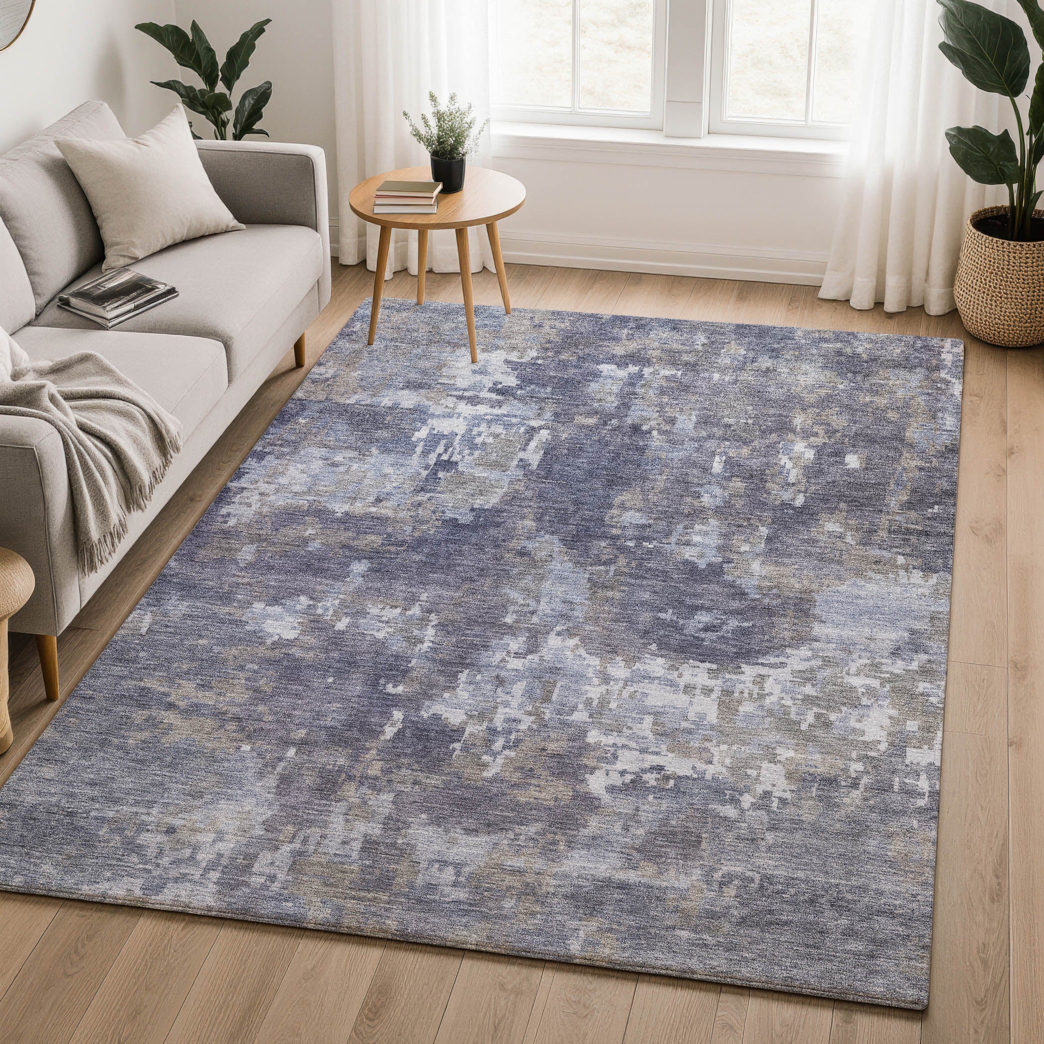 Kotor Machine Washable Transitional Plum Purple Rug 3' x 5' #shape_Rectangle