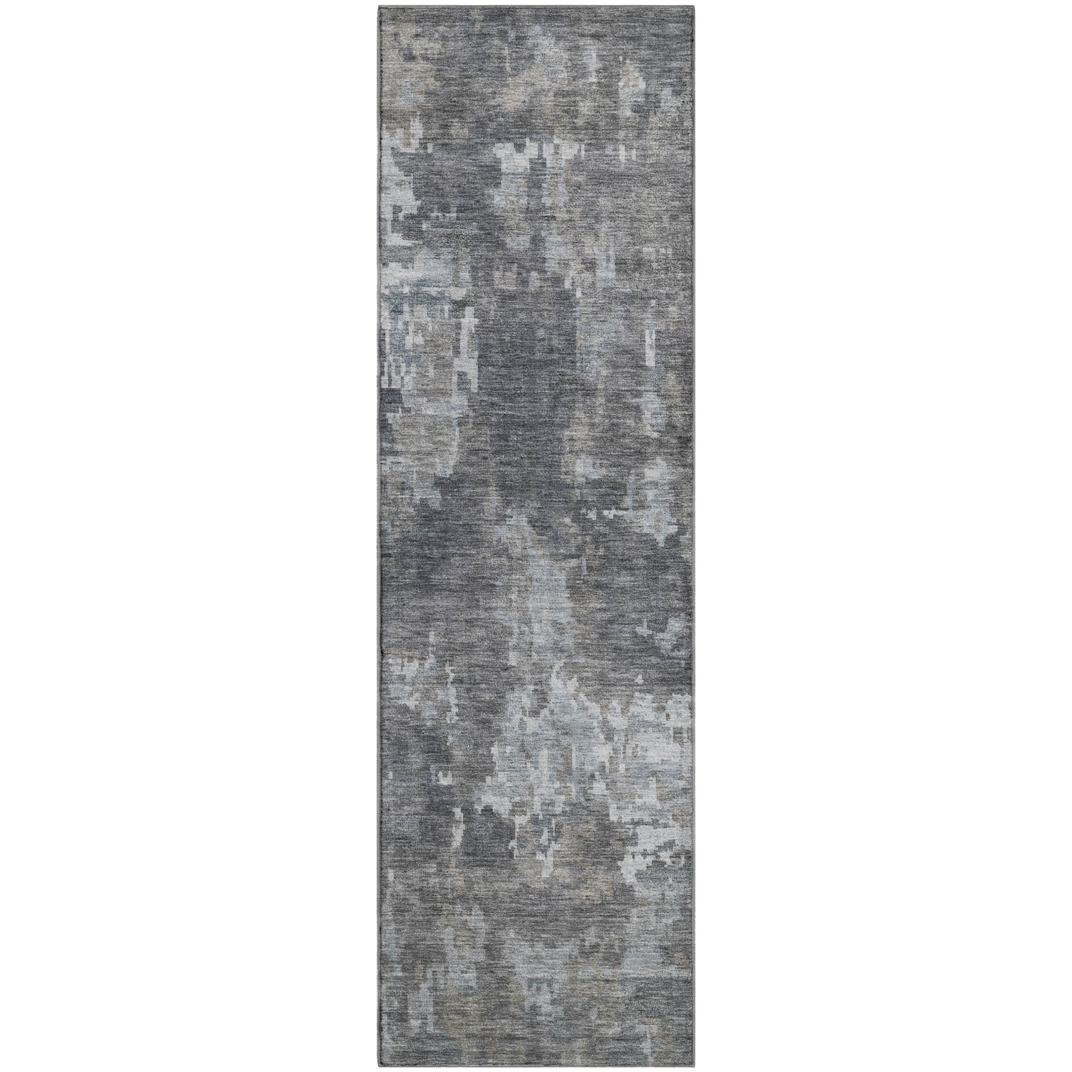 Kotor Machine Washable Transitional Taupe Brown Rug 2'3" x 7'6" #shape_Runner