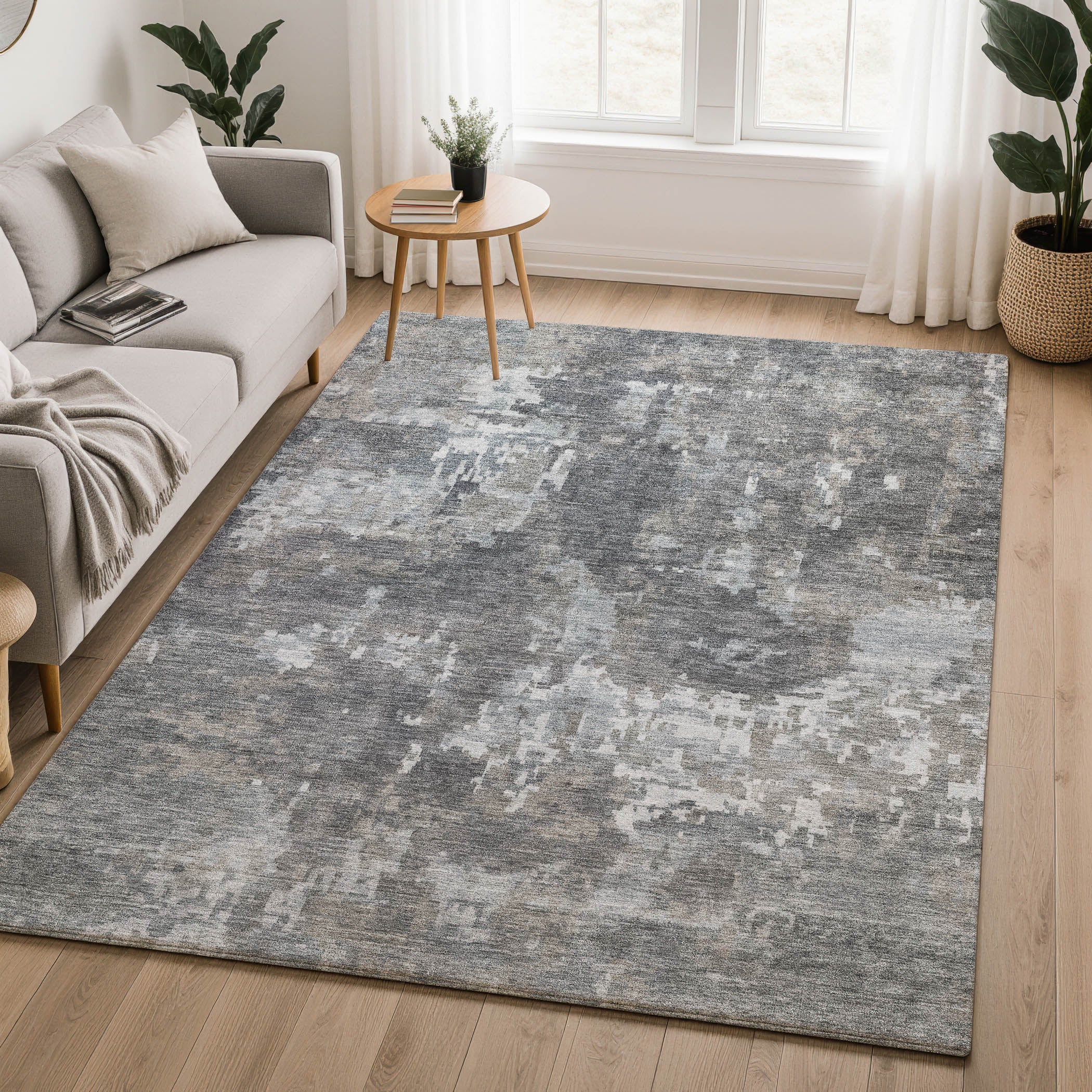 Kotor Machine Washable Transitional Taupe Brown Rug 3' x 5' #shape_Rectangle