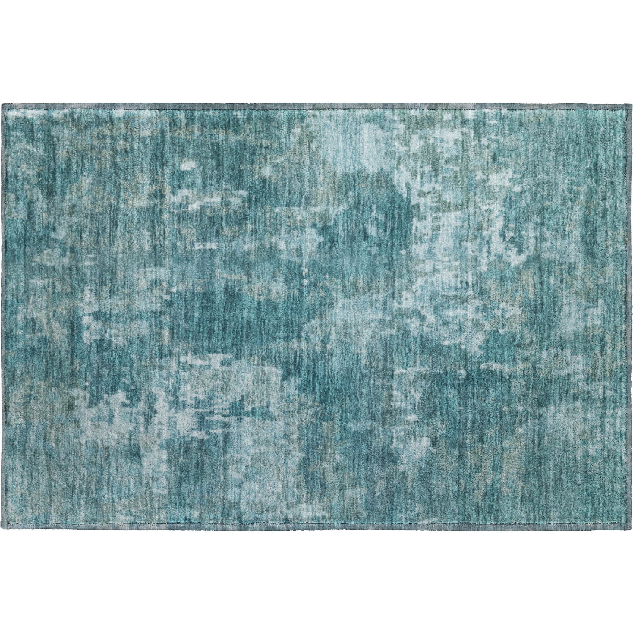 Kotor Machine Washable Transitional Teal Rug 1'8" x 2'6" #shape_Rectangle