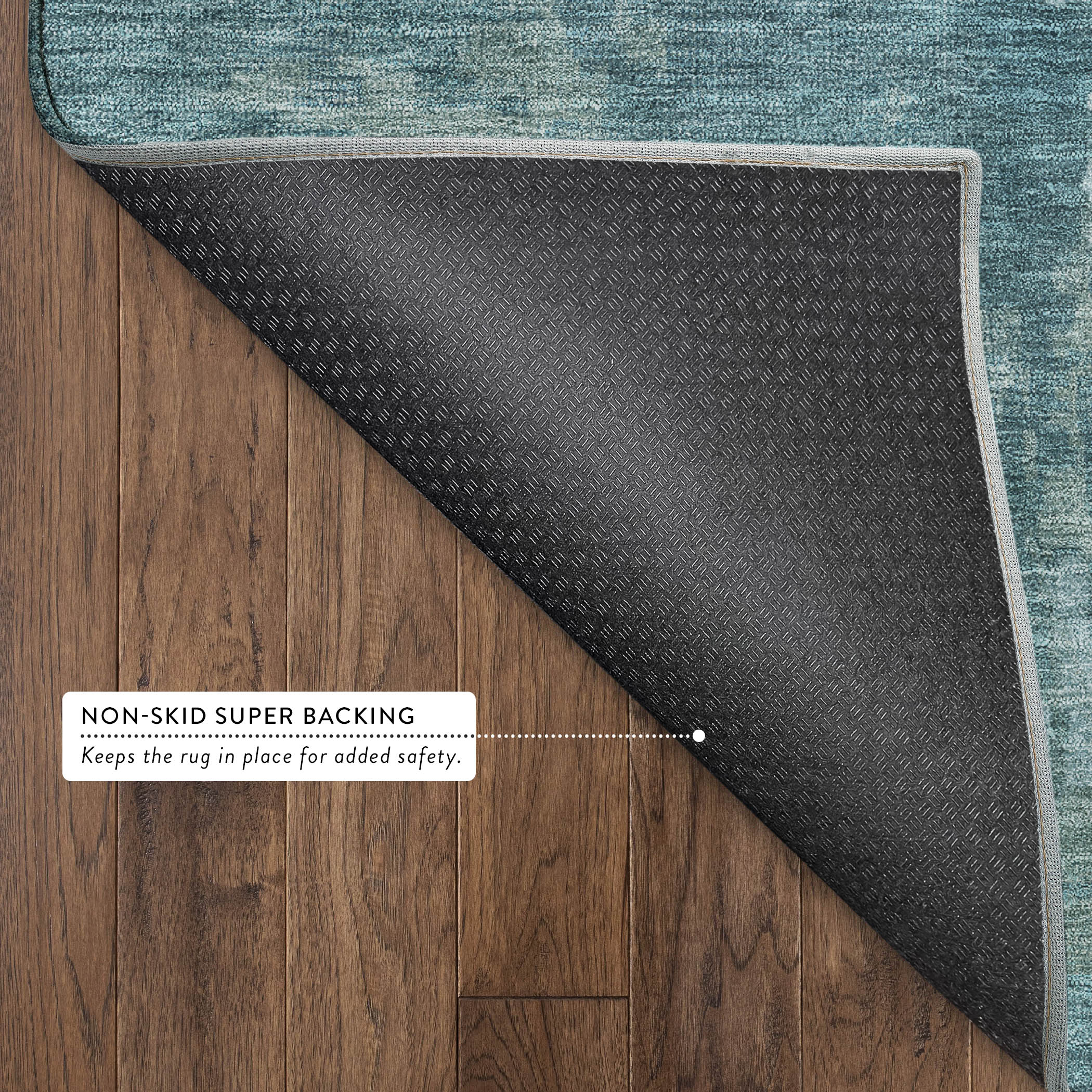 Kotor Machine Washable Transitional Teal Rug 1'8" x 2'6" #shape_Rectangle