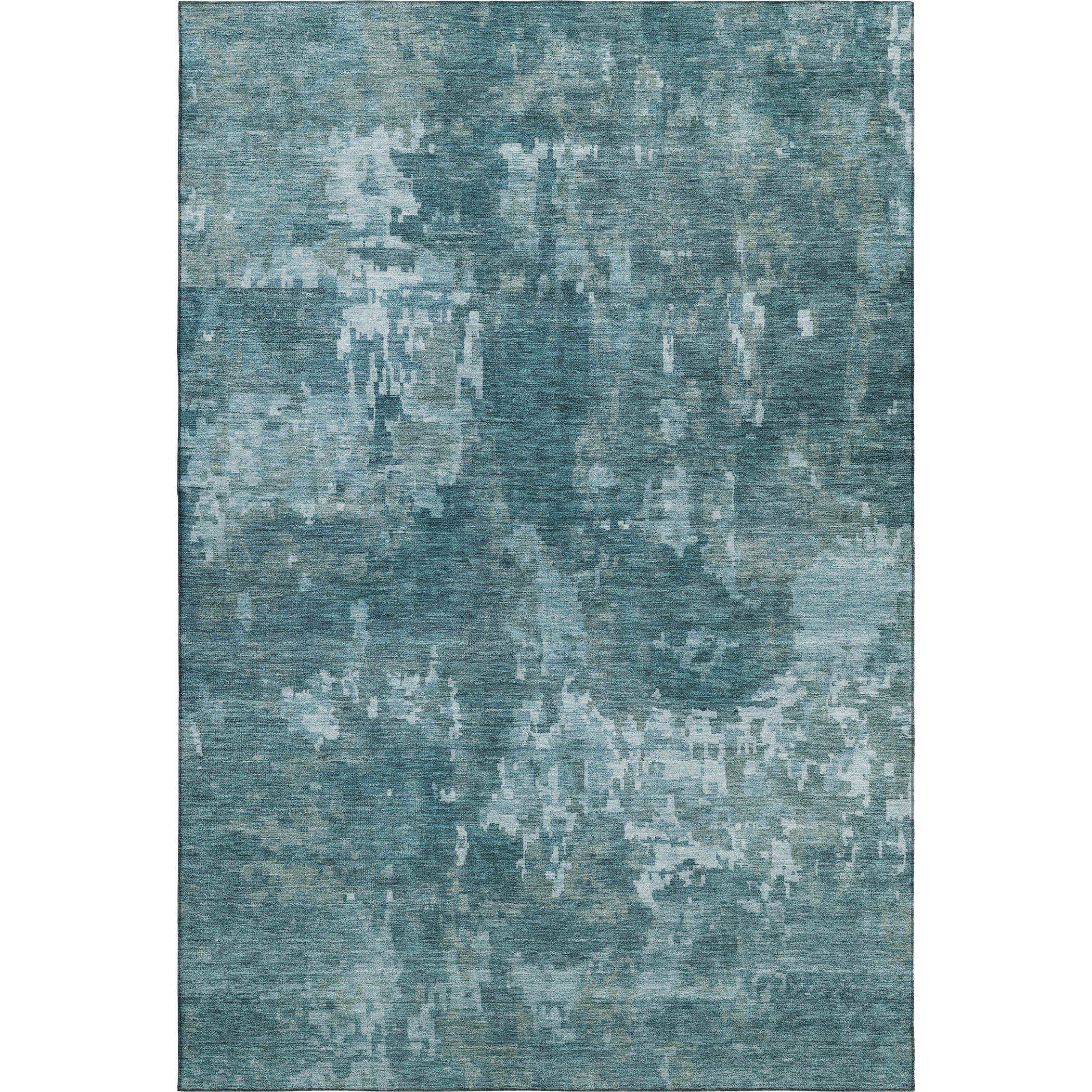 Kotor Machine Washable Transitional Teal Rug 3' x 5' #shape_Rectangle