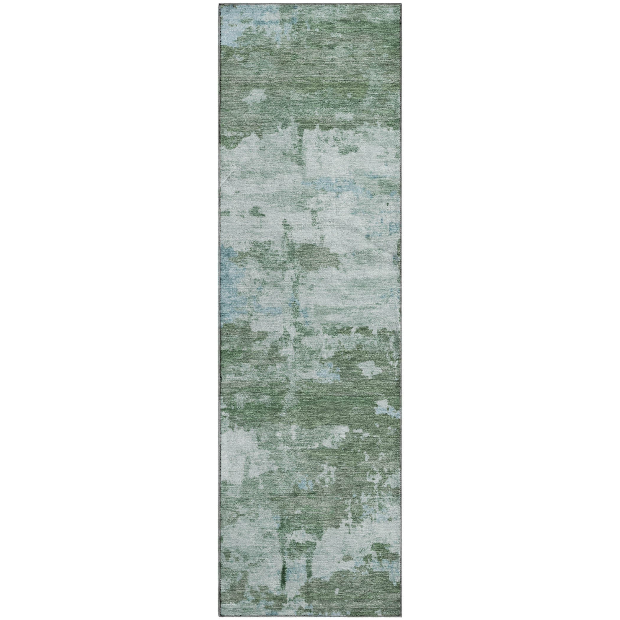 Kyoto Machine Washable Transitional Aloe Green Rug 2'3" x 7'6" #shape_Runner