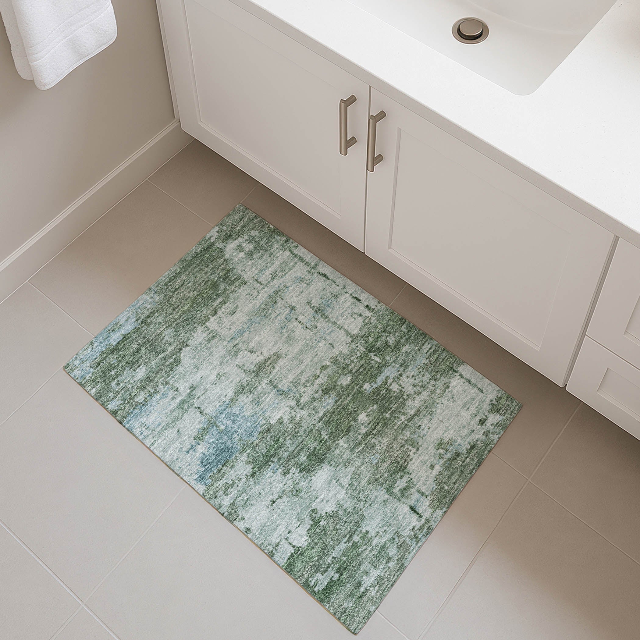 Kyoto Machine Washable Transitional Aloe Green Rug 1'8" x 2'6" #shape_Rectangle