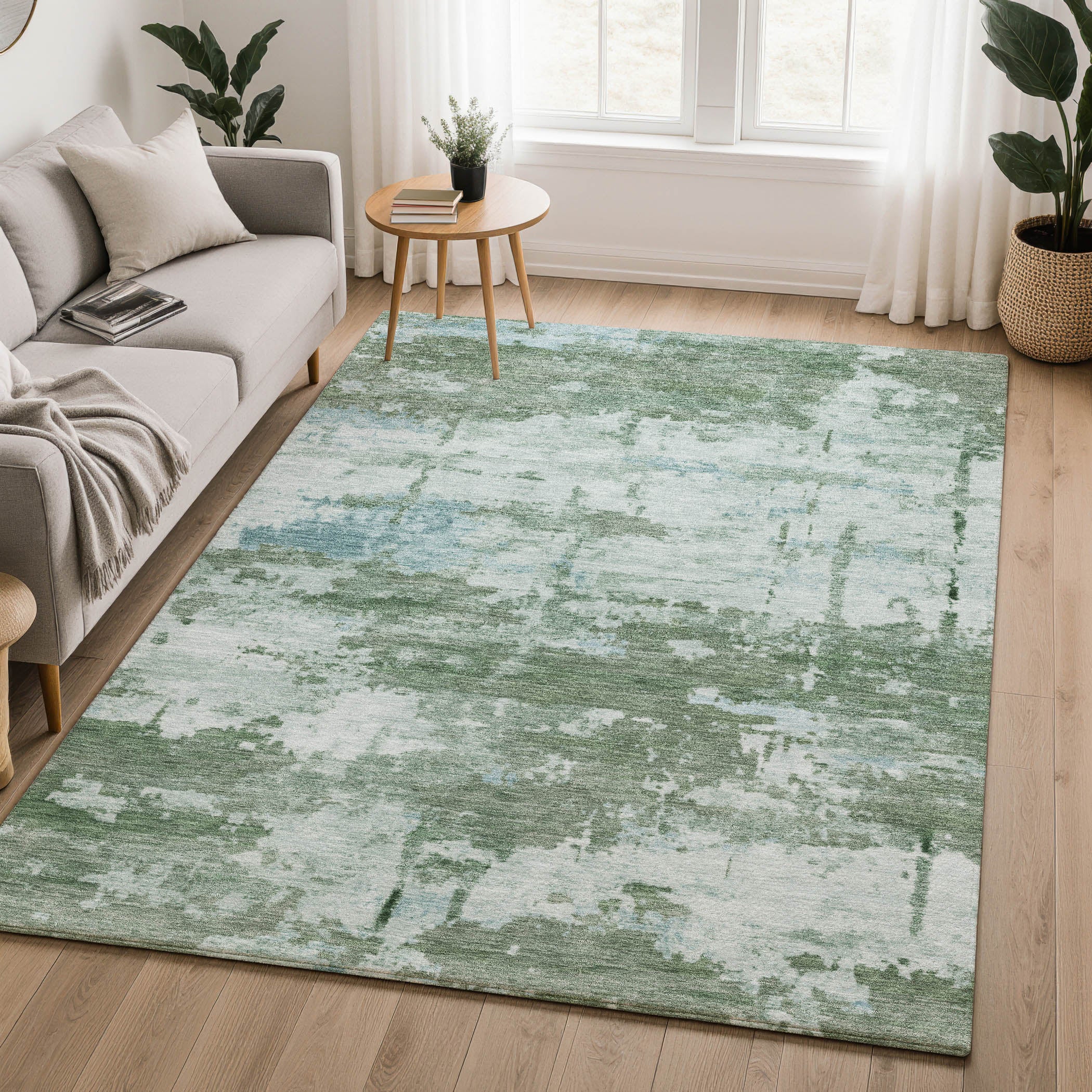 Kyoto Machine Washable Transitional Aloe Green Rug 3' x 5' #shape_Rectangle