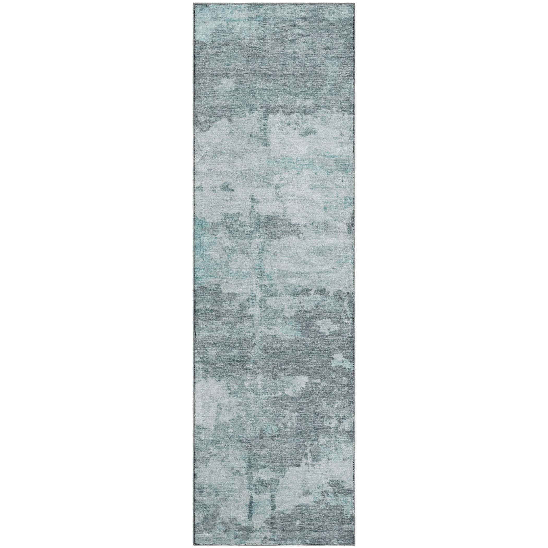 Kyoto Machine Washable Transitional Aqua Teal Rug 2'3" x 7'6" #shape_Runner