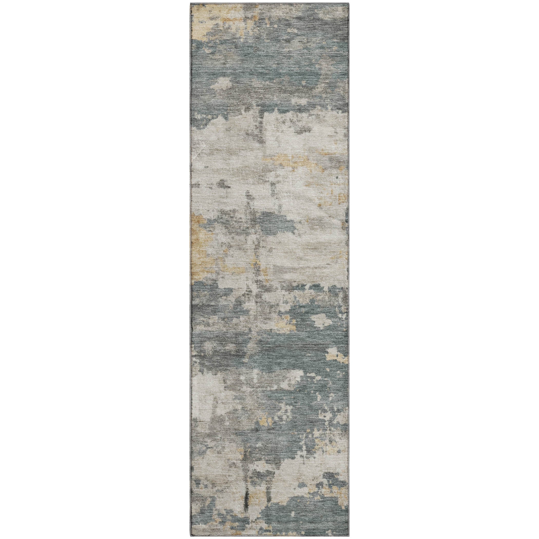 Kyoto Machine Washable Transitional Basil Green Rug 2'3" x 7'6" #shape_Runner
