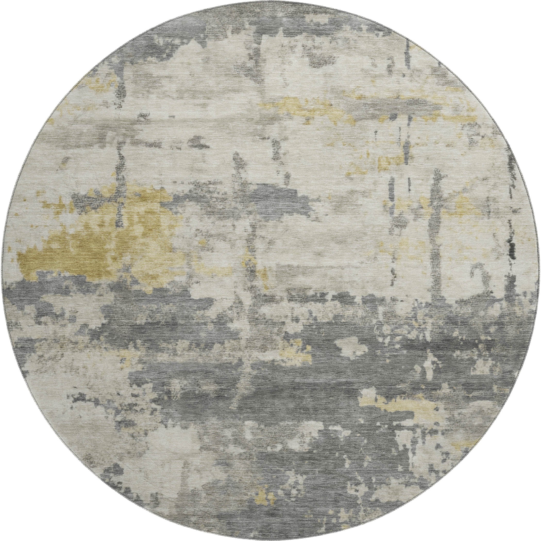 Kyoto Machine Washable Transitional Pewter Gray Rug 8' x 8' #shape_Round