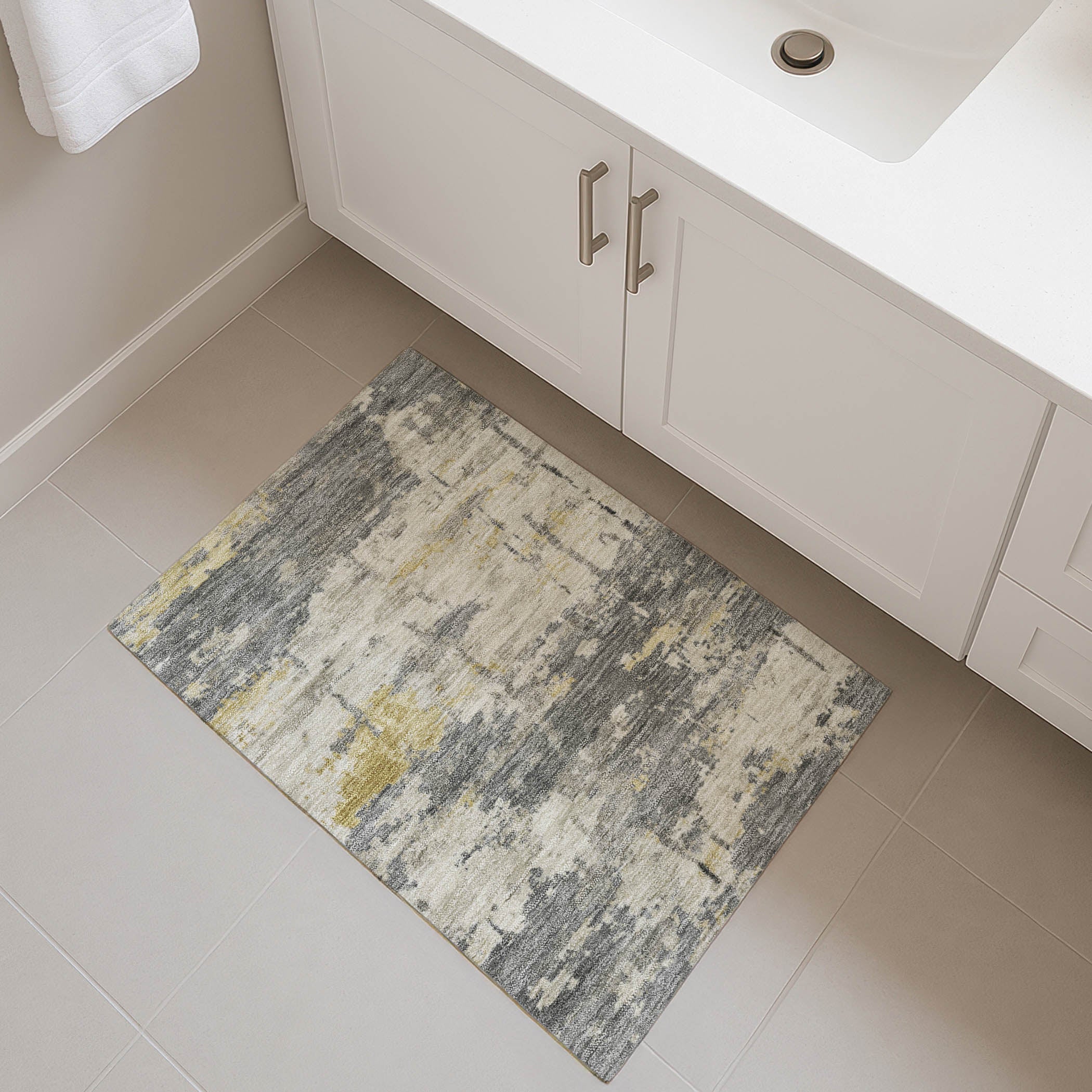 Kyoto Machine Washable Transitional Pewter Gray Rug 1'8" x 2'6" #shape_Rectangle