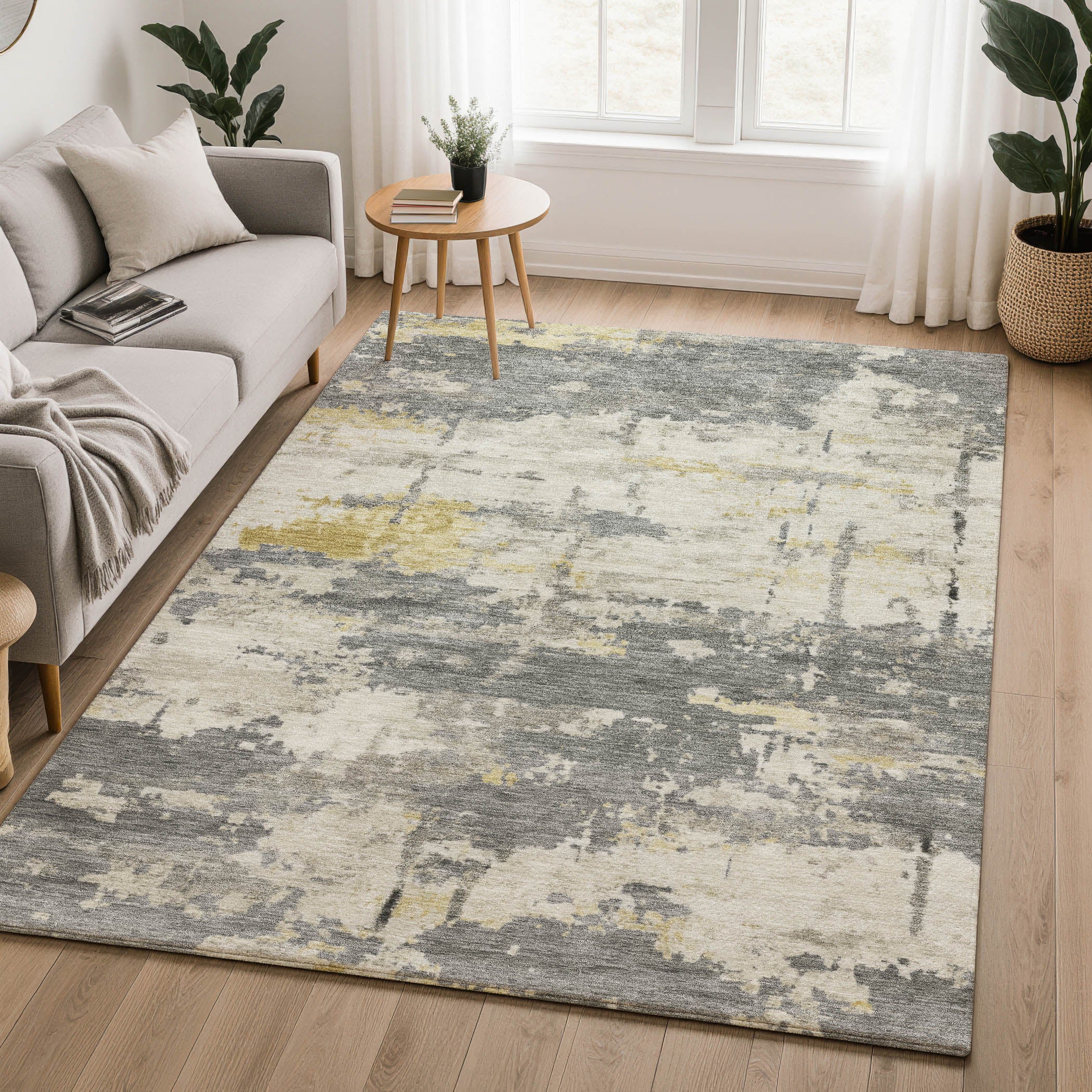 Kyoto Machine Washable Transitional Pewter Gray Rug 3' x 5' #shape_Rectangle