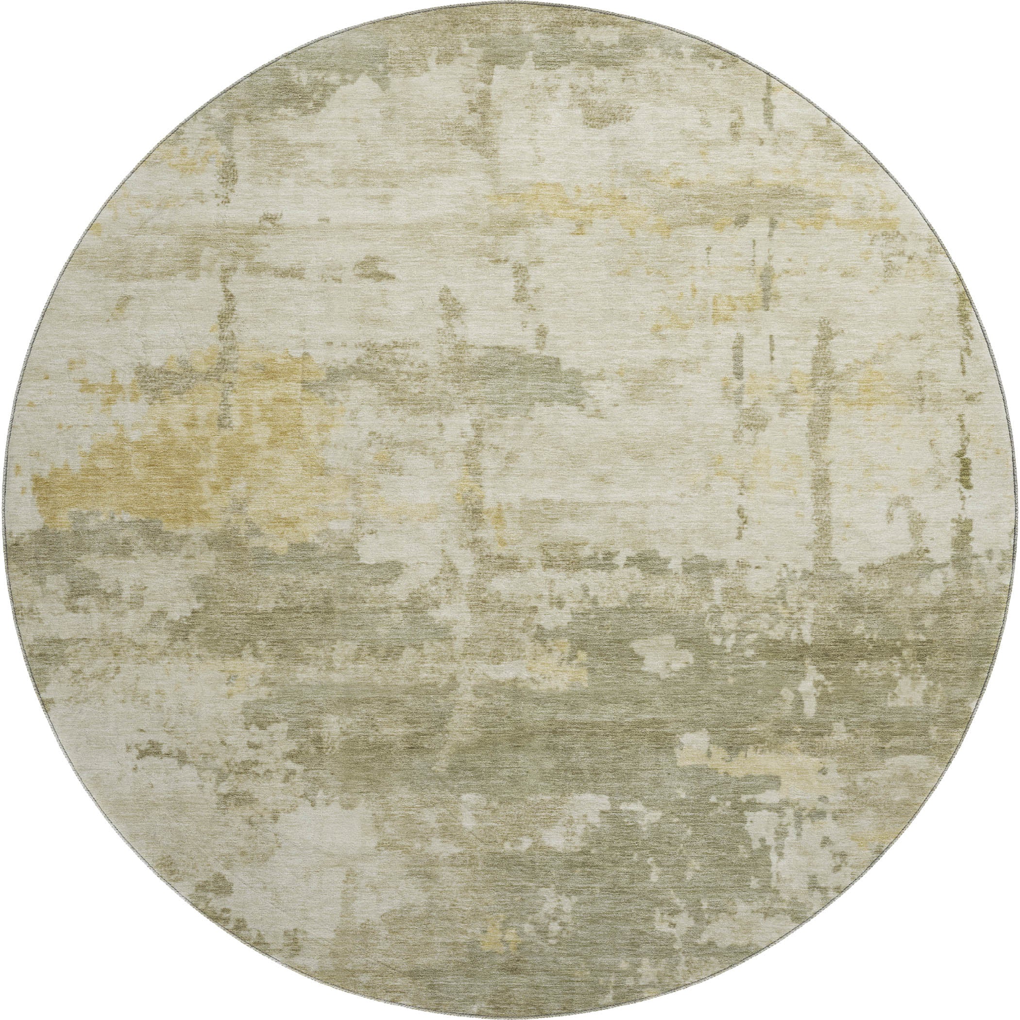 Kyoto Machine Washable Transitional Sage Green Rug 8' x 8' #shape_Round