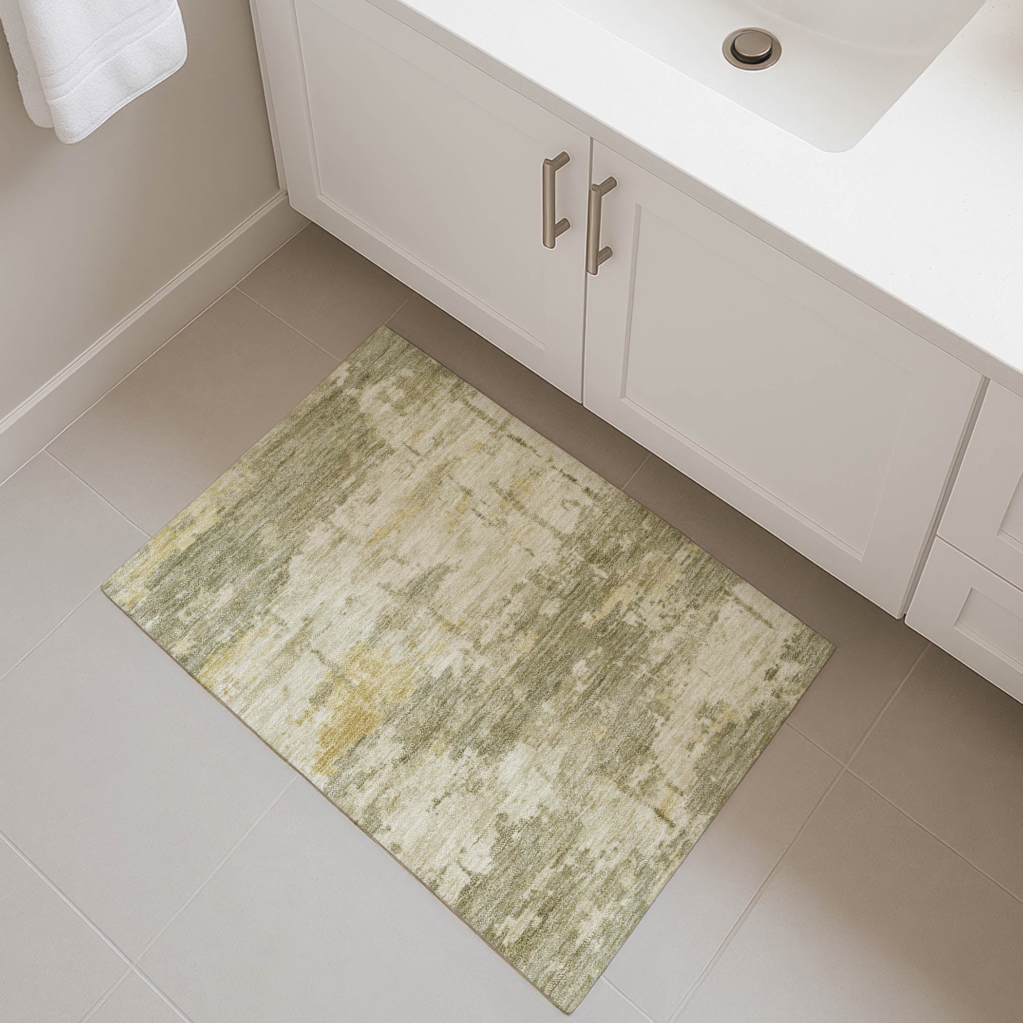 Kyoto Machine Washable Transitional Sage Green Rug 1'8" x 2'6" #shape_Rectangle