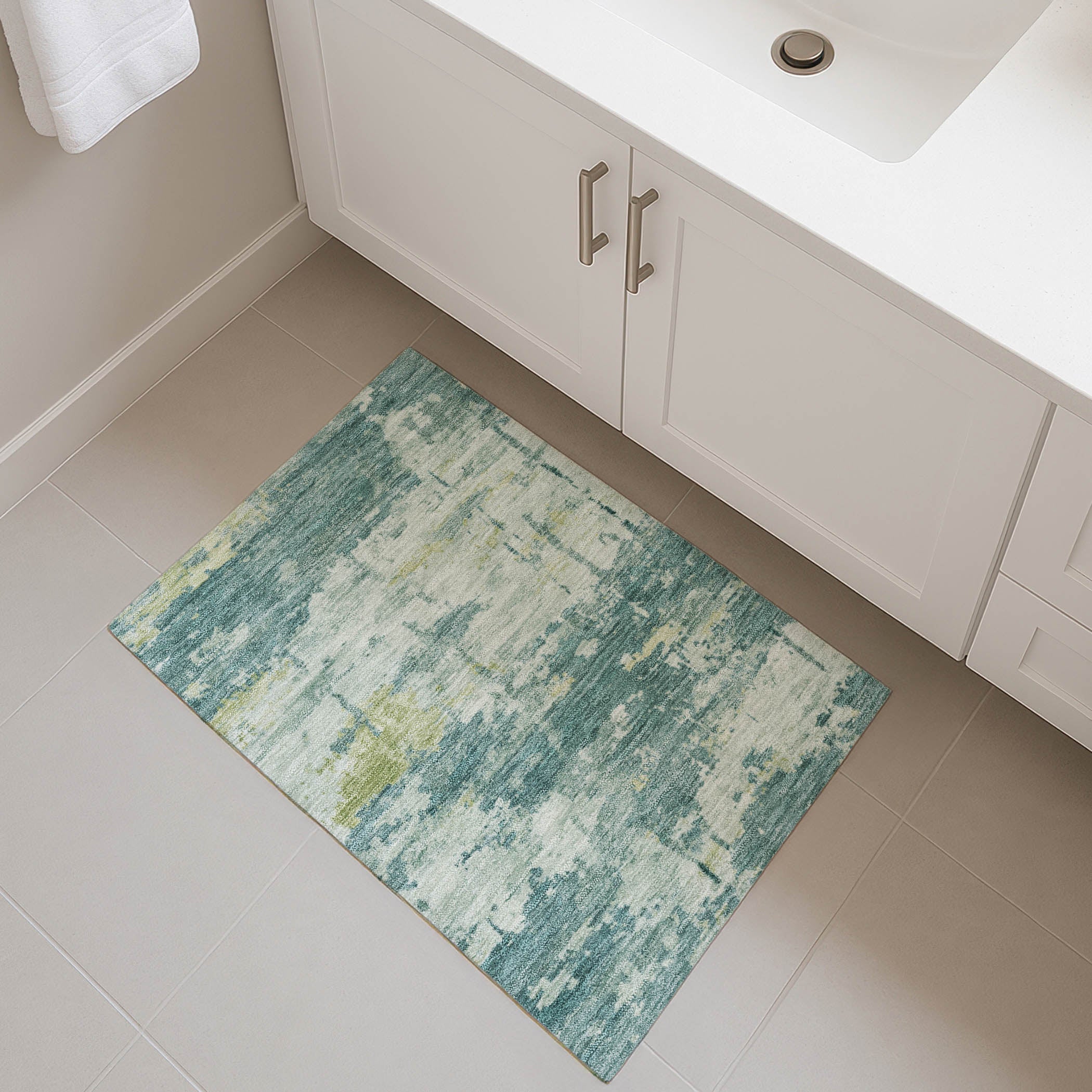 Kyoto Machine Washable Transitional Teal Rug 1'8" x 2'6" #shape_Rectangle