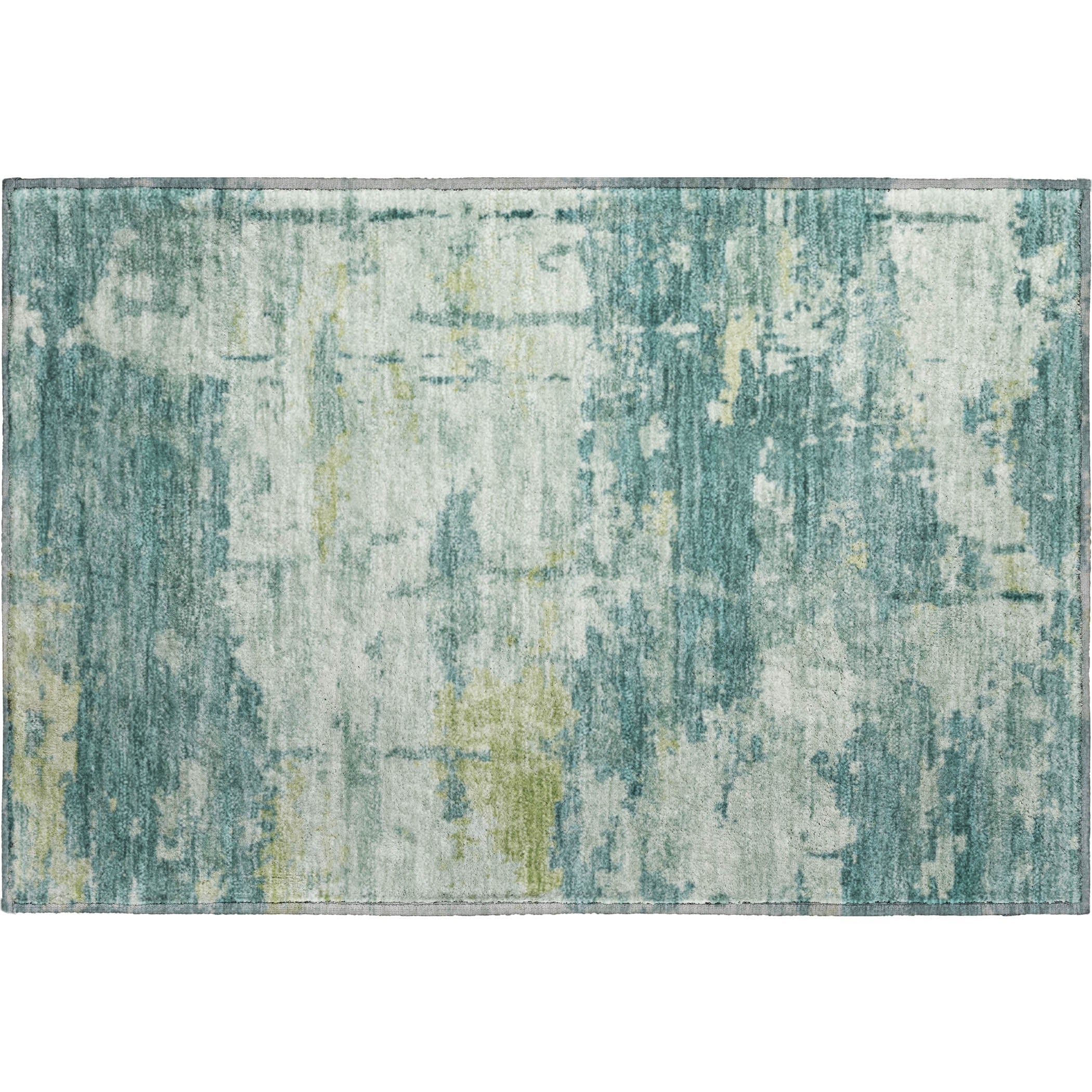 Kyoto Machine Washable Transitional Teal Rug 1'8" x 2'6" #shape_Rectangle