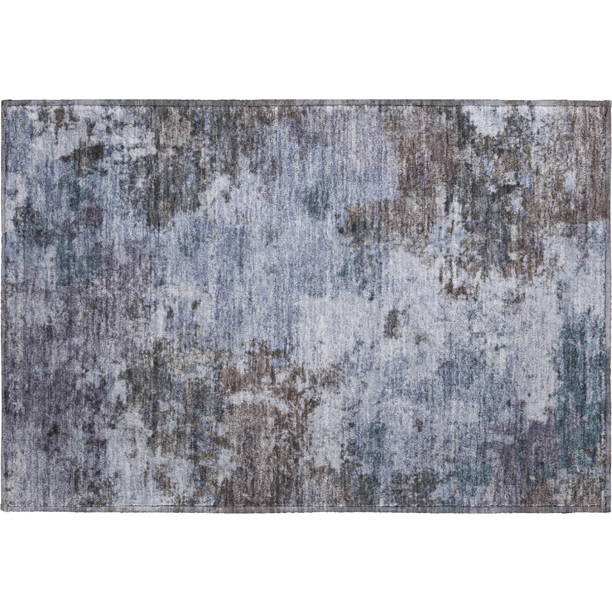 Luang Prabang Machine Washable Transitional Blue Rug 1'8" x 2'6" #shape_Rectangle