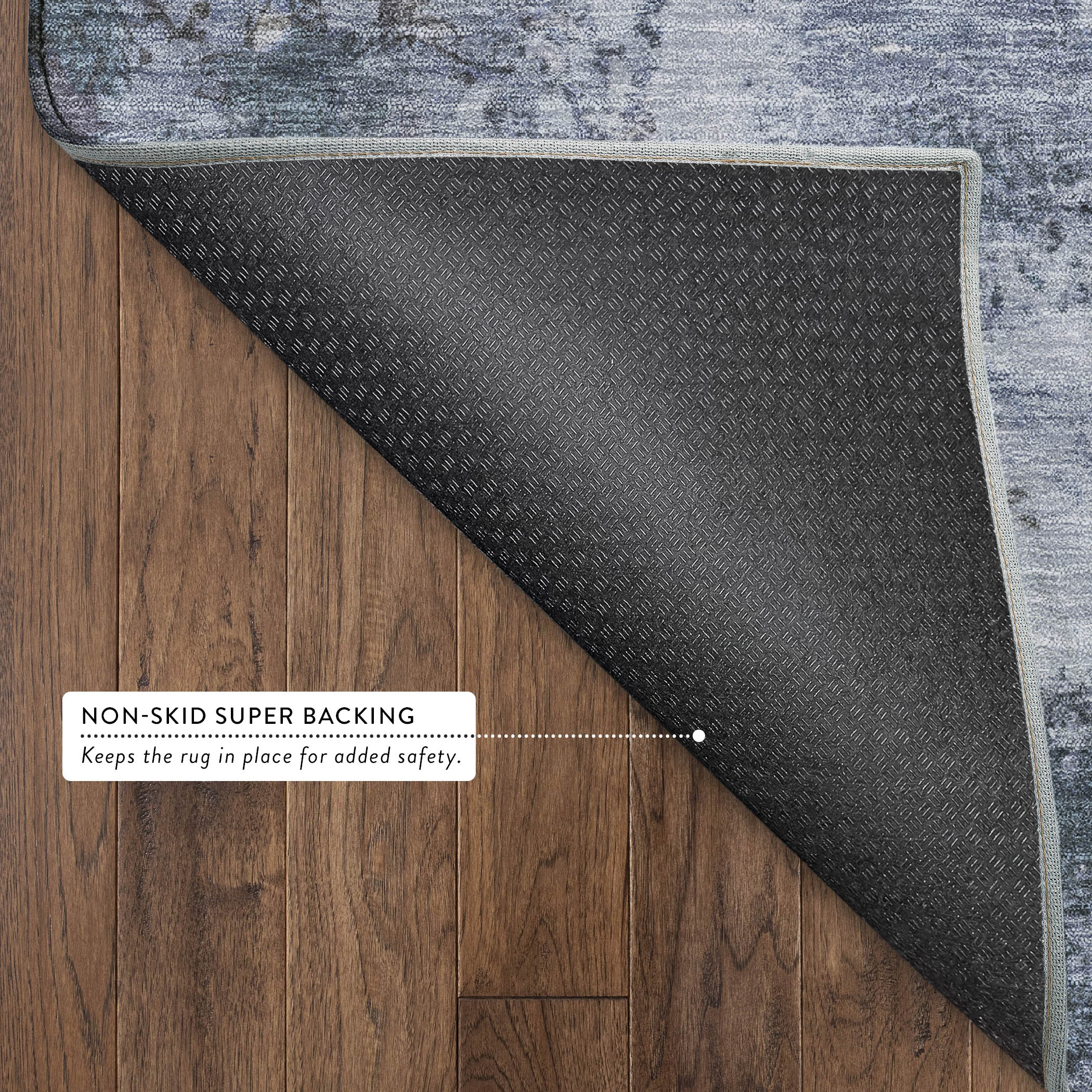 Luang Prabang Machine Washable Transitional Blue Rug 1'8" x 2'6" #shape_Rectangle